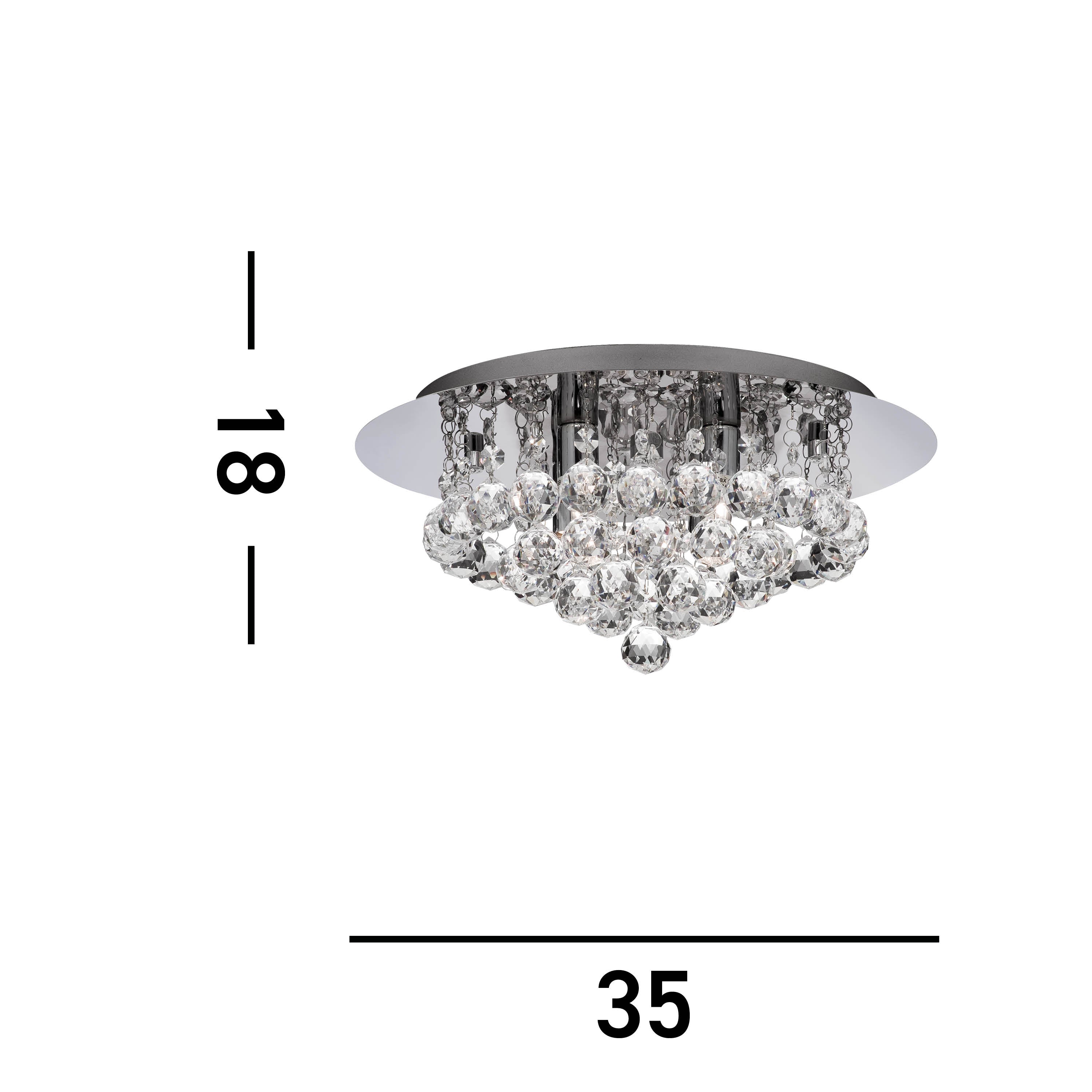 Searchlight Hampstead Chrome 4 Light Semi-Flush Fitting With Clear Crystal Balls Fitting