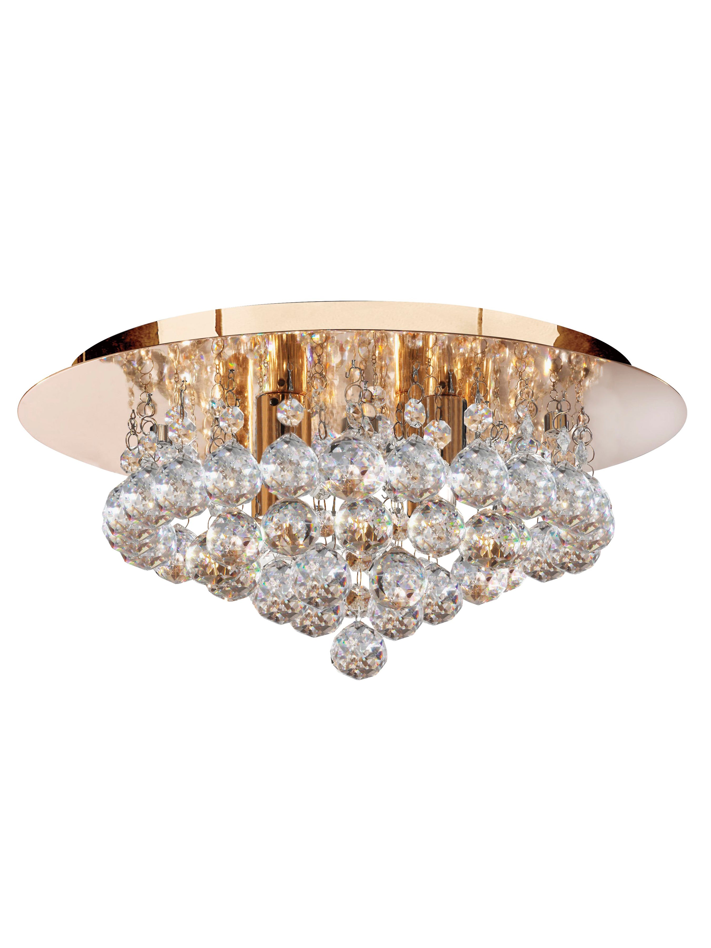 Searchlight Hampstead Gold 4 Light Semi-Flush Fitting With Clear Crystal Balls Fitting