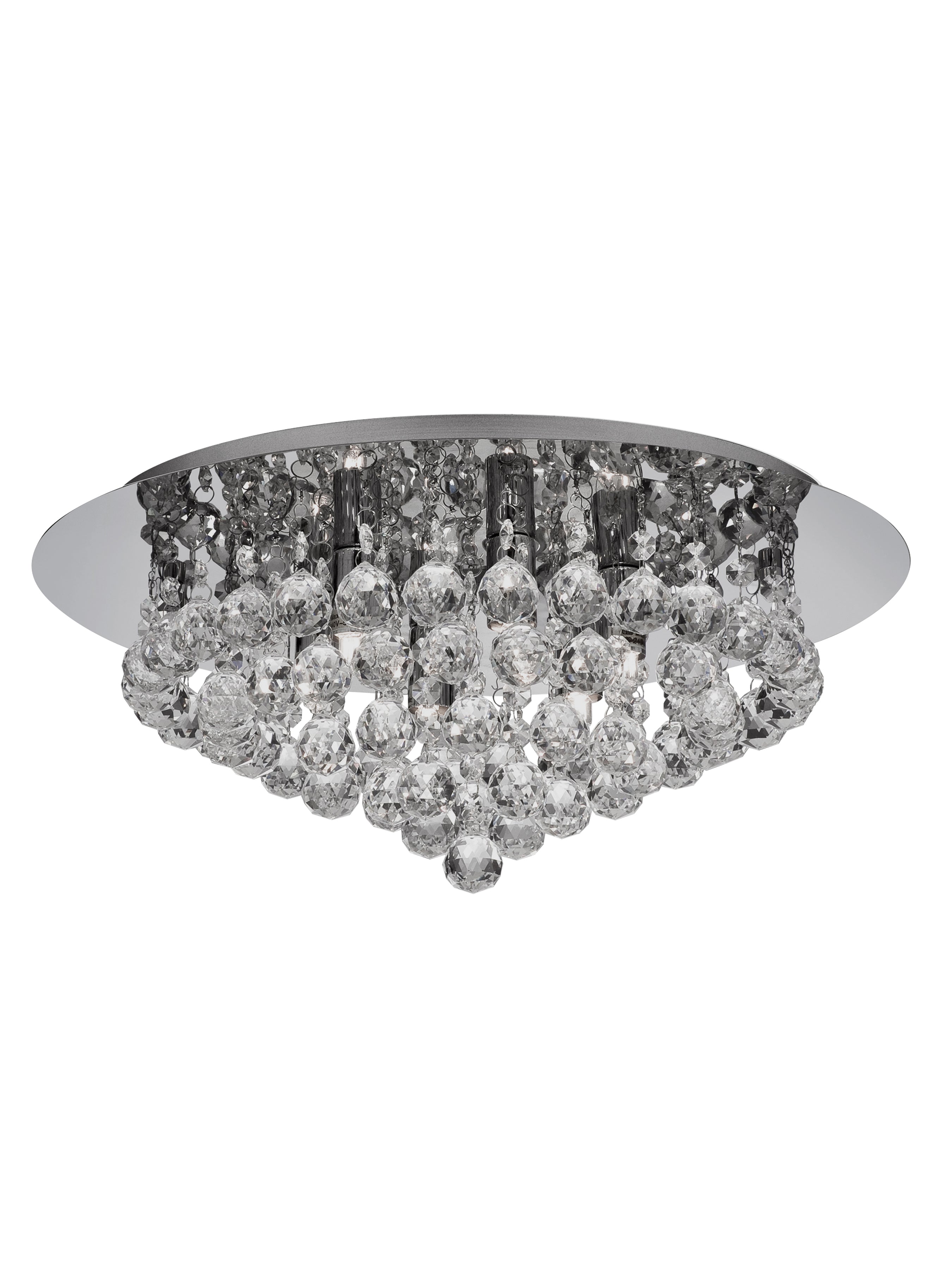 Searchlight Hampstead Chrome 6 Light Semi-Flush Fitting With Clear Crystal Balls Fitting