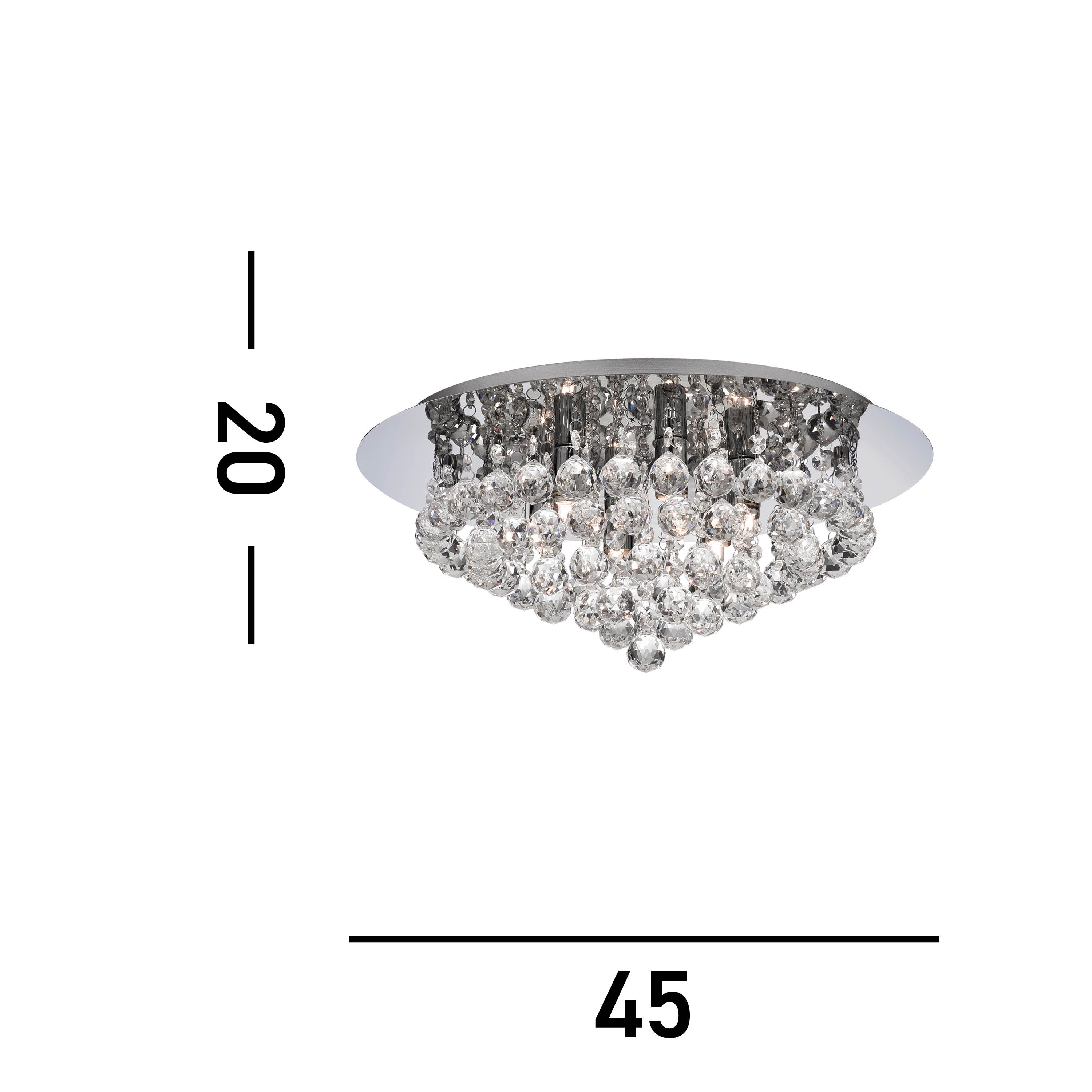 Searchlight Hampstead Chrome 6 Light Semi-Flush Fitting With Clear Crystal Balls Fitting