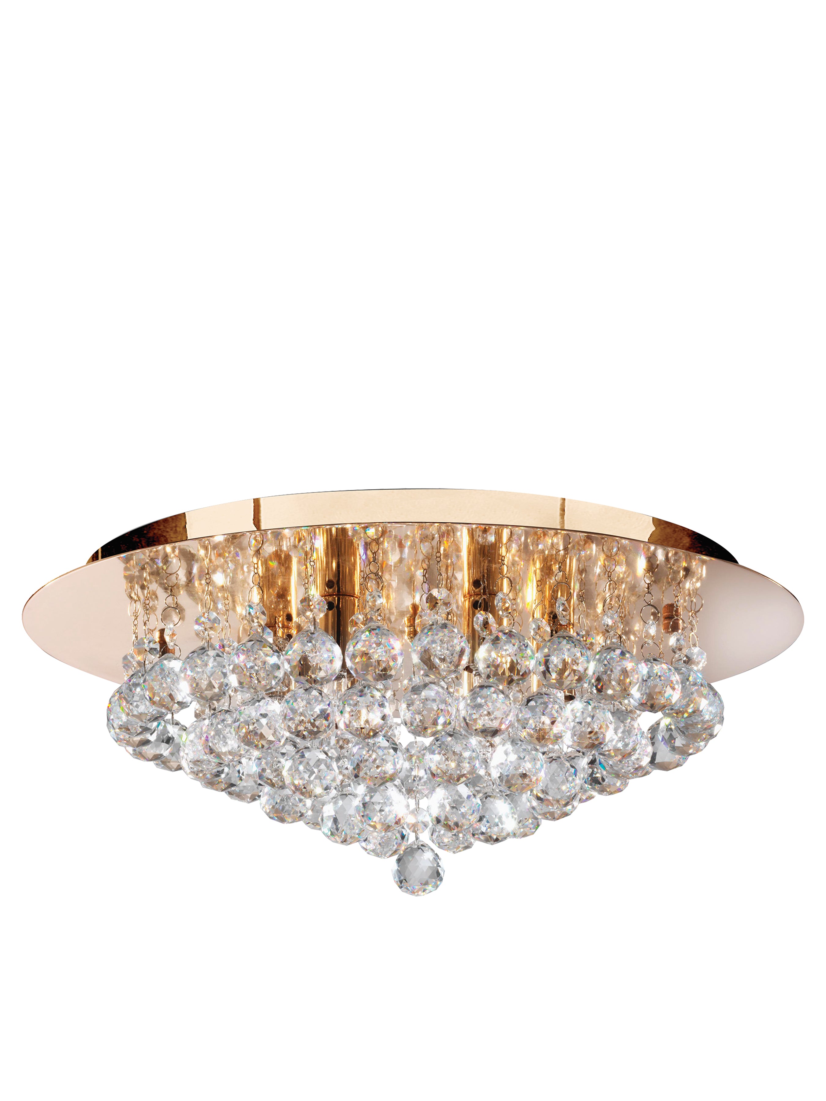 Searchlight Hampstead Gold 6 Light Semi-Flush Fitting With Clear Crystal Balls Fitting
