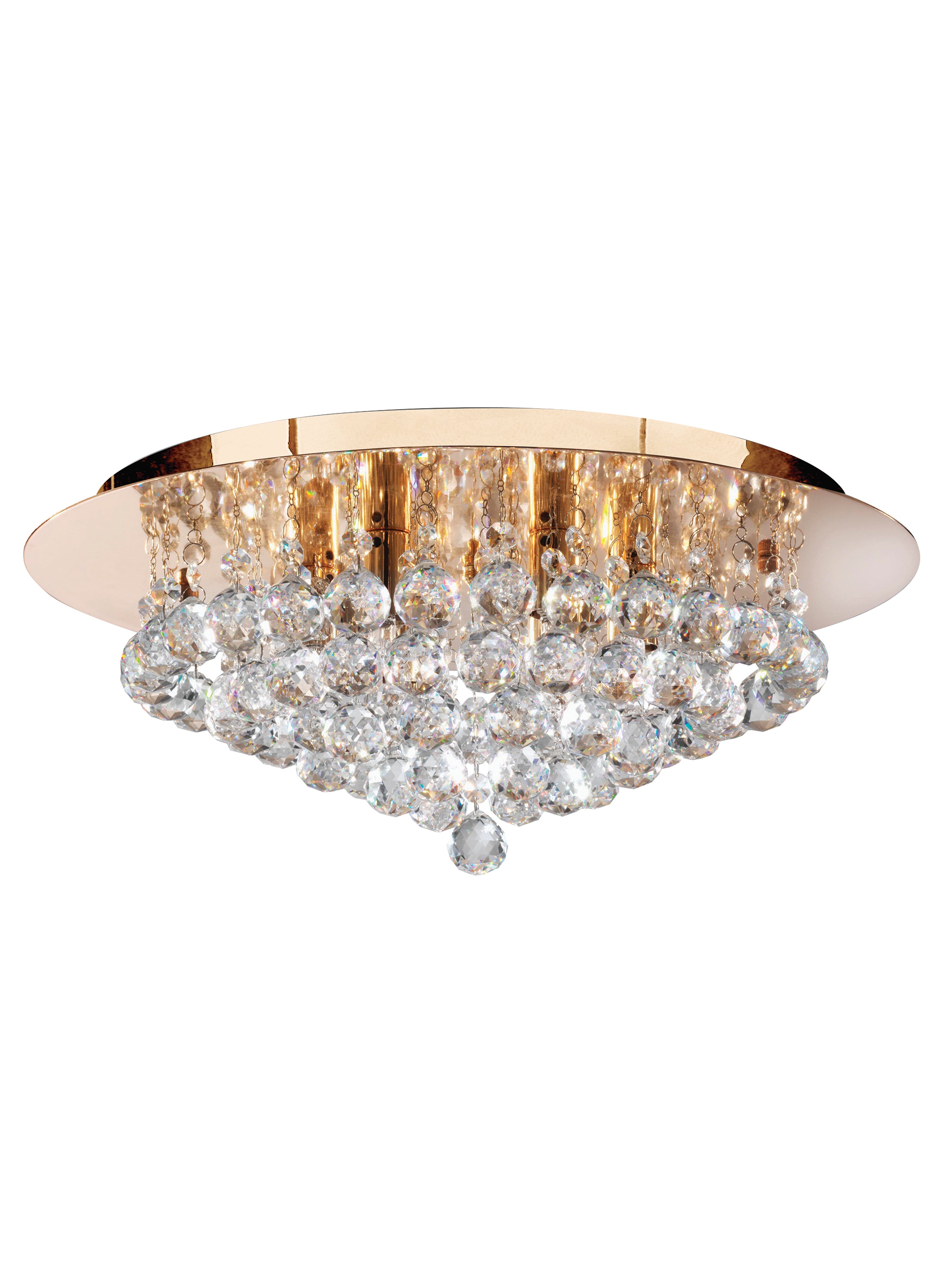 Searchlight Hampstead Gold 6 Light Semi-Flush Fitting With Clear Crystal Balls Fitting