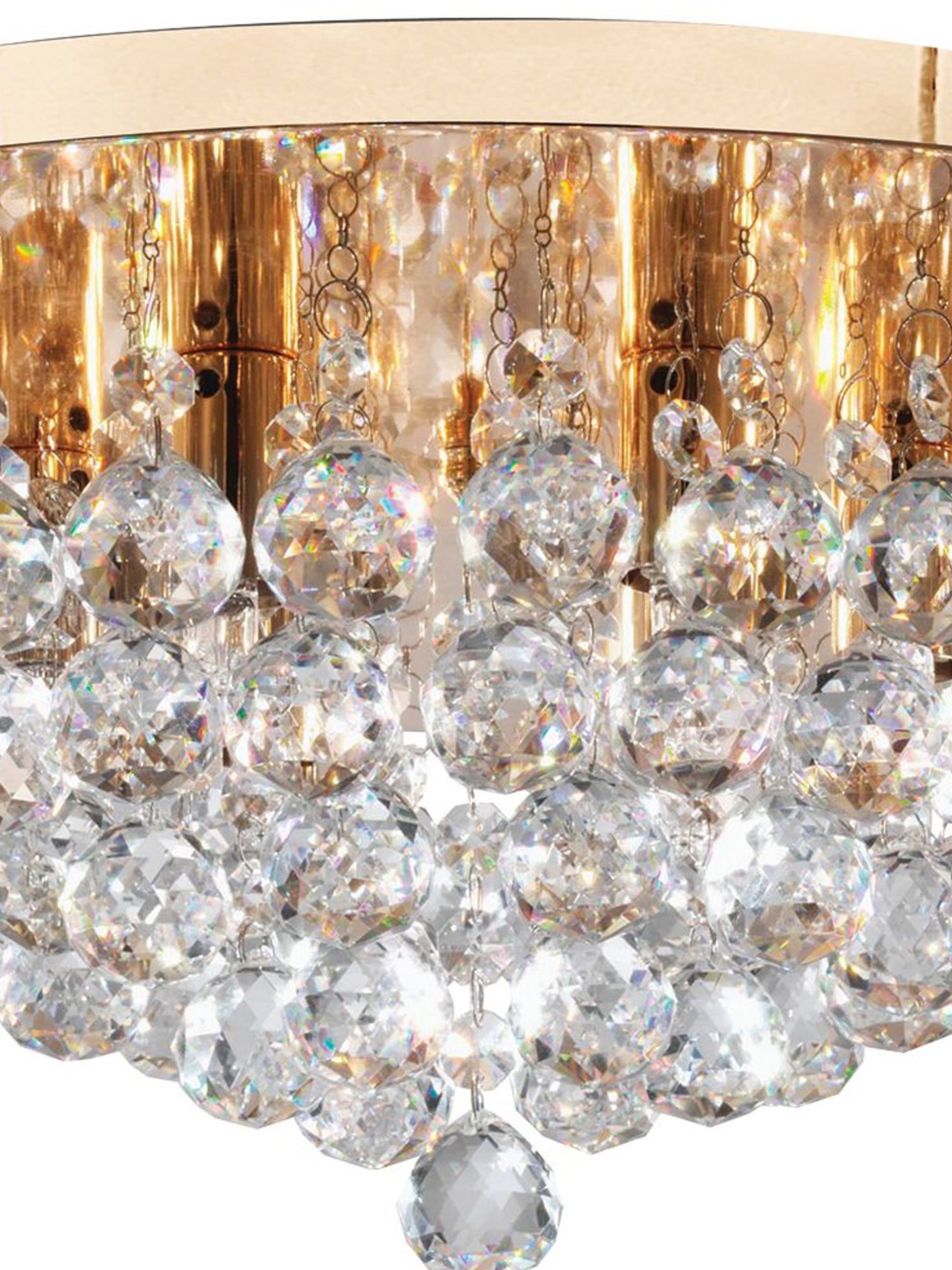 Searchlight Hampstead Gold 6 Light Semi-Flush Fitting With Clear Crystal Balls Fitting