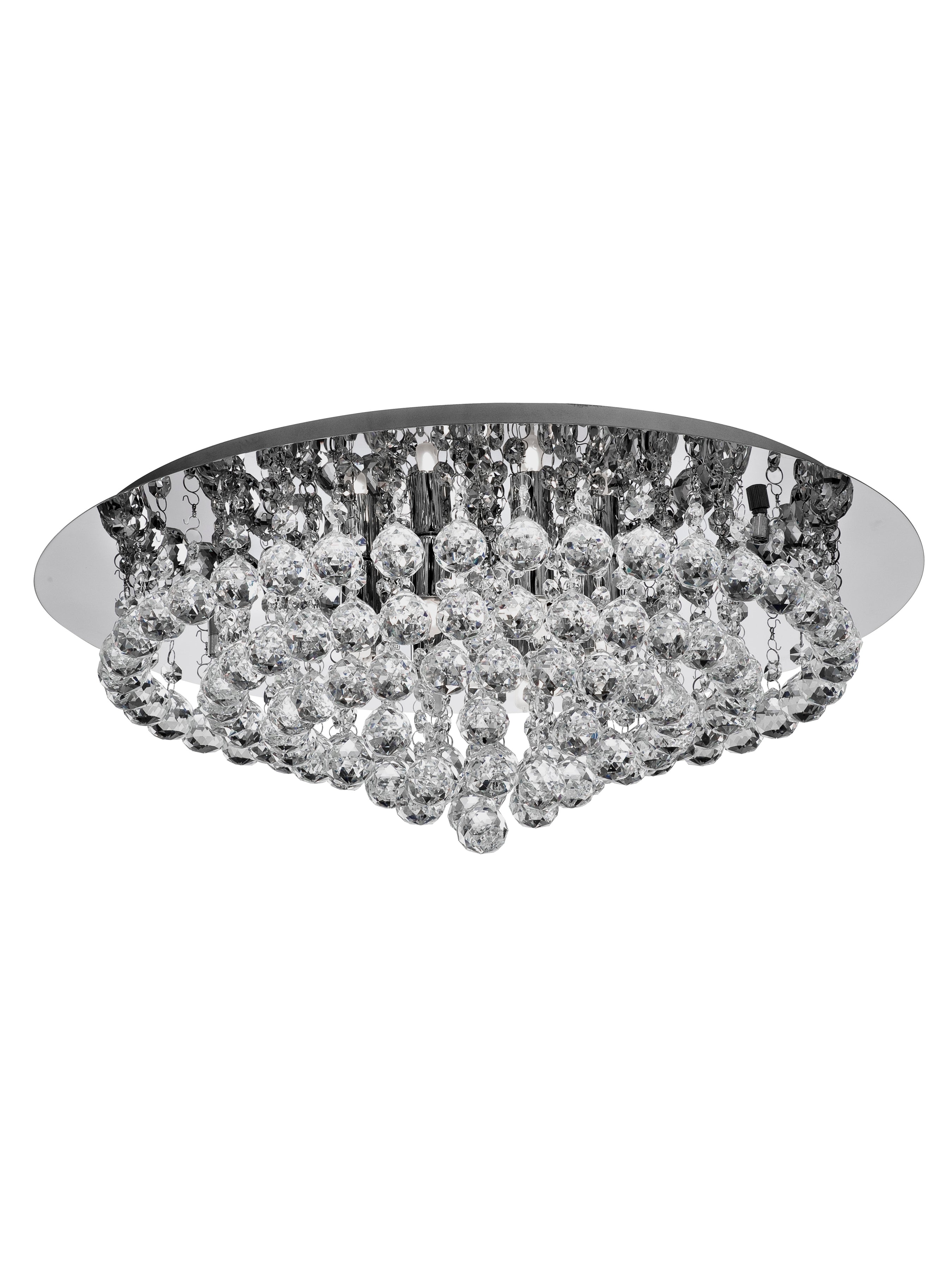 Searchlight Hampstead Chrome 8 Light Semi-Flush Fitting With Clear Crystal Balls Fitting