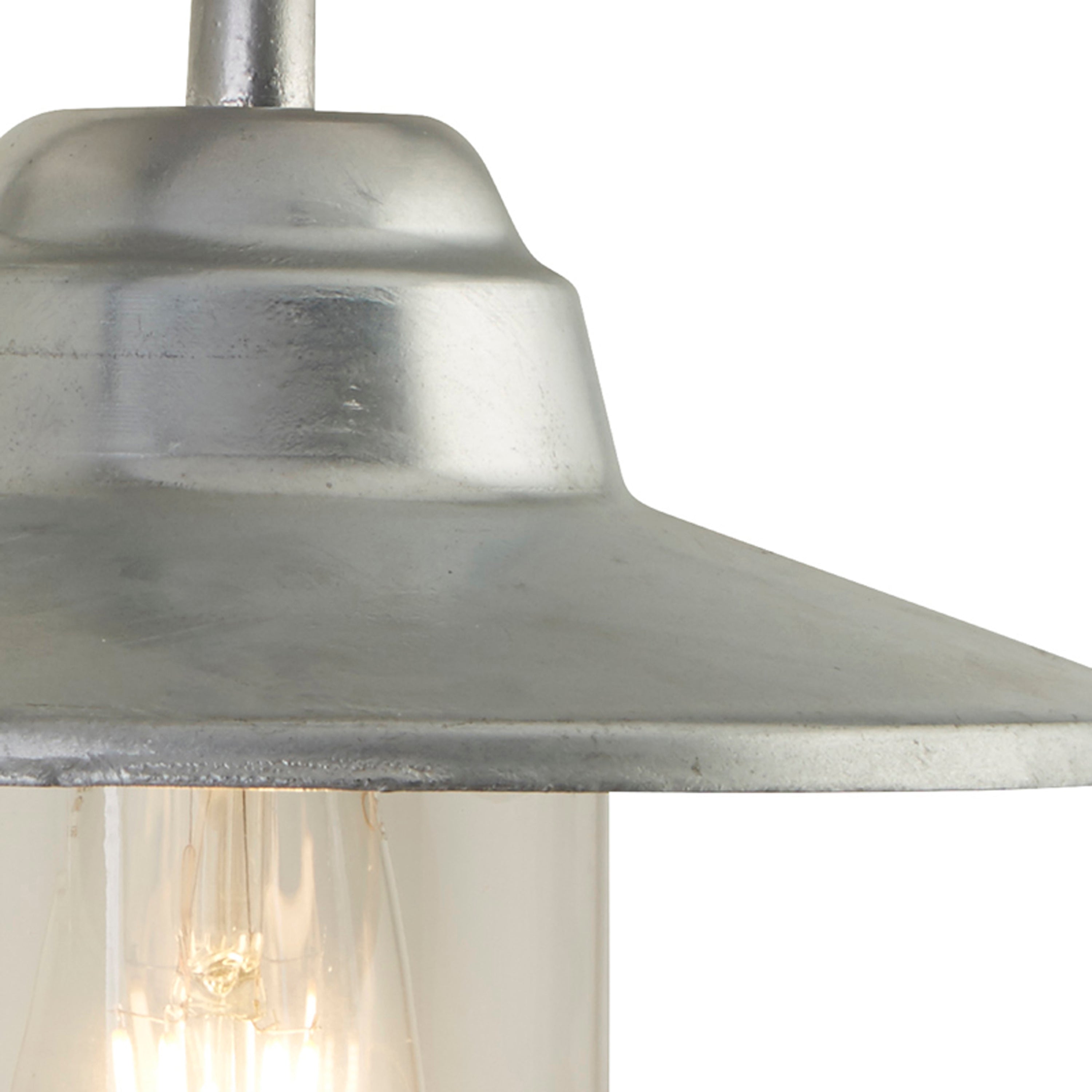 Searchlight Tarlton Outdoor Wall Light - Galvanised Metal & Clear Glass