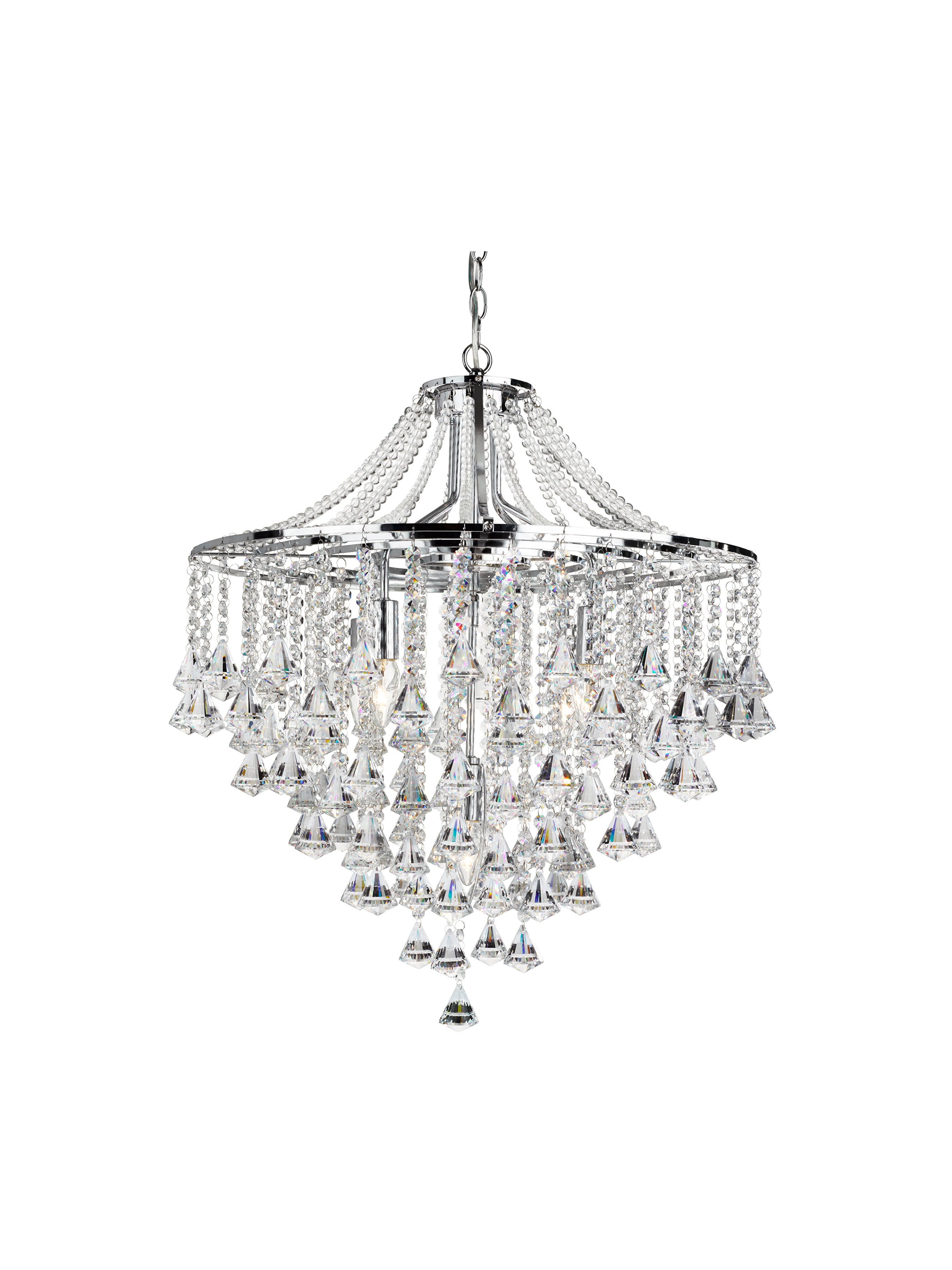 Searchlight Dart 5 Light Pendant - Chrome & Clear Crystal