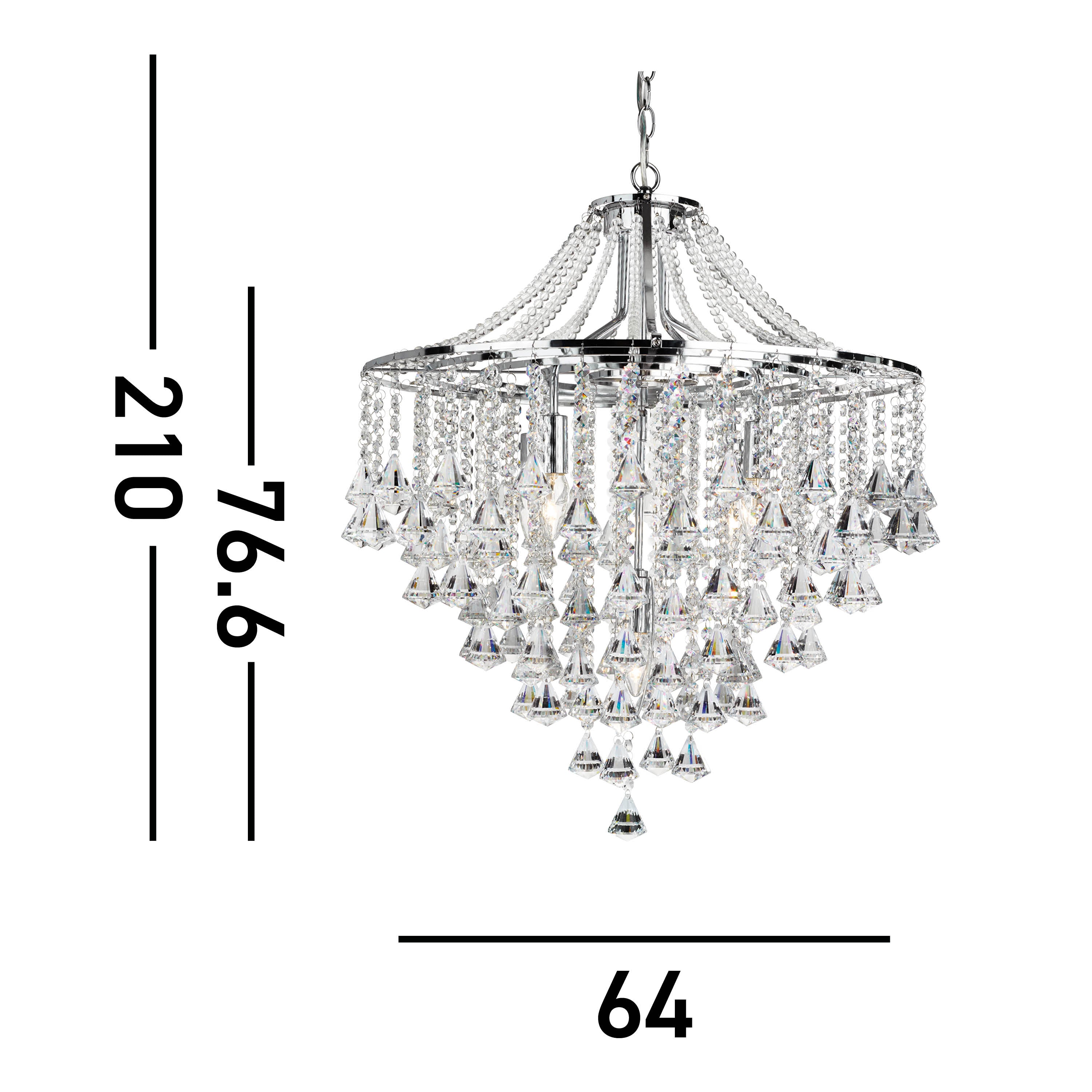 Searchlight Dart 5 Light Pendant - Chrome & Clear Crystal