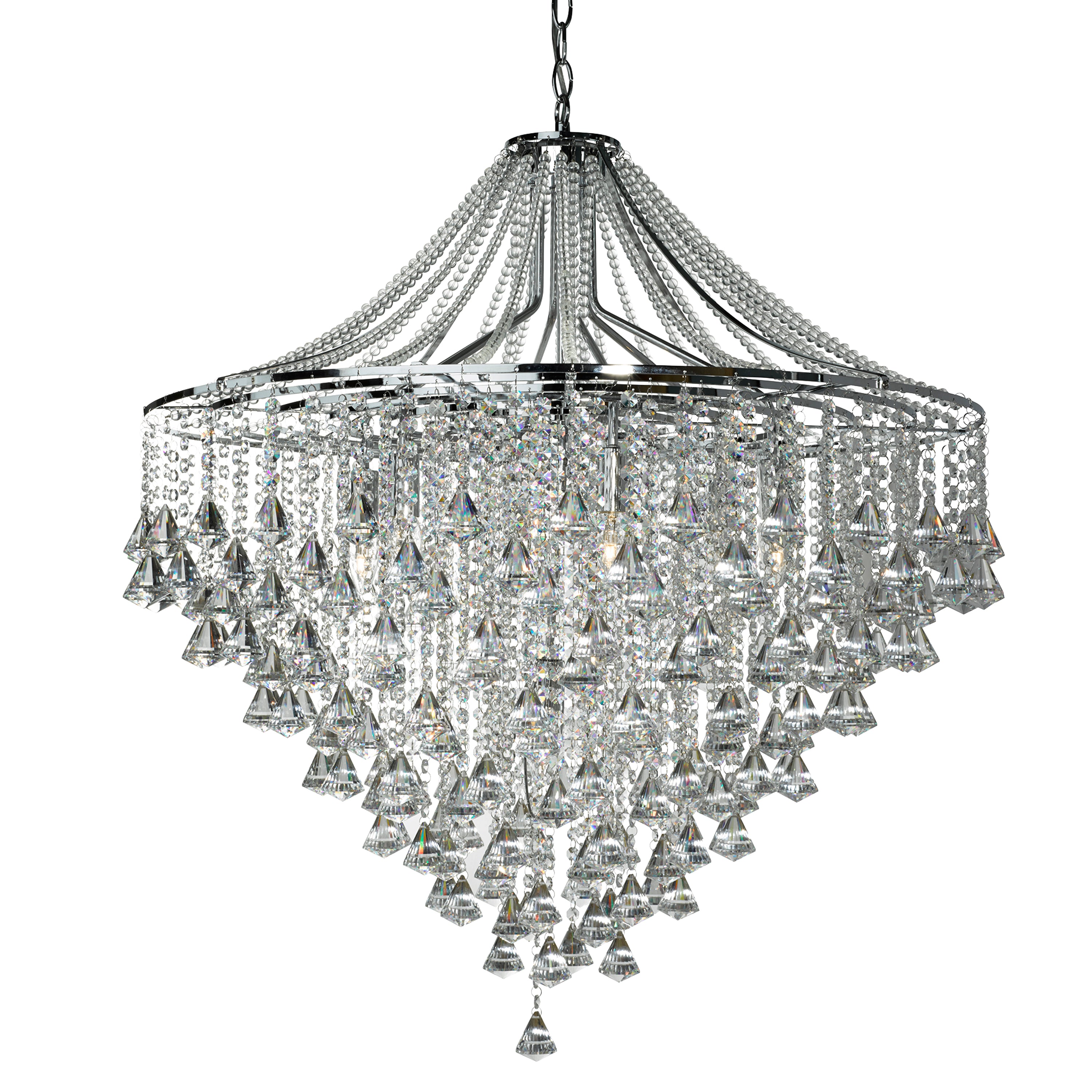 Searchlight Dart 7 Light Pendant - Chrome & Crystal