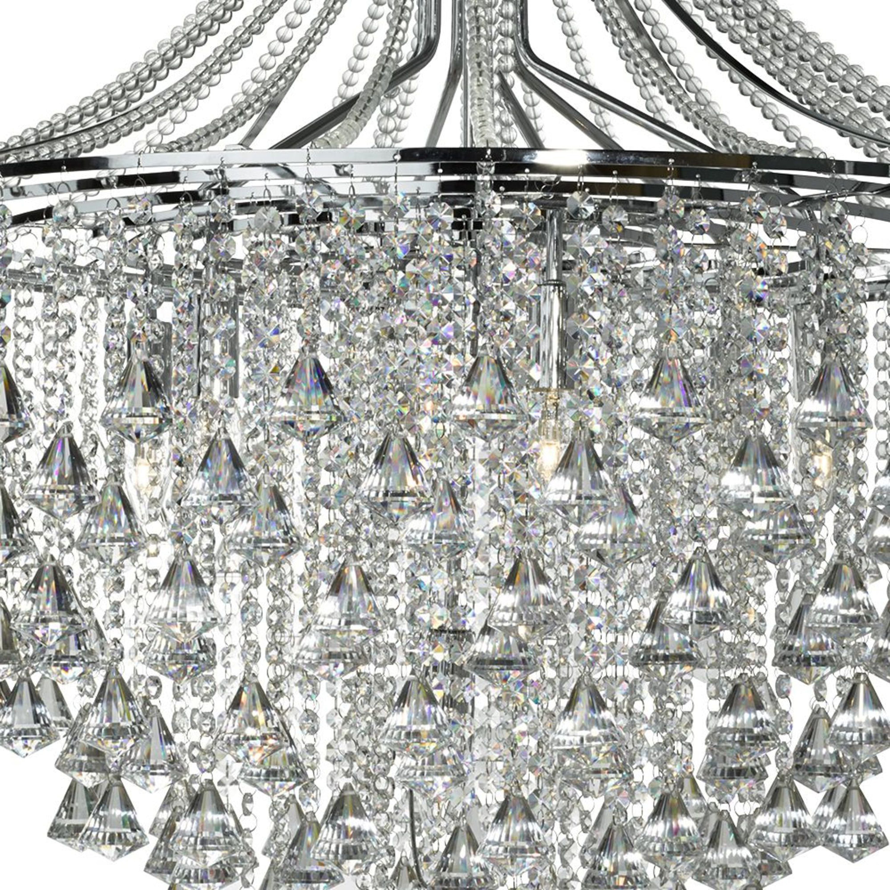 Searchlight Dart 7 Light Pendant - Chrome & Crystal