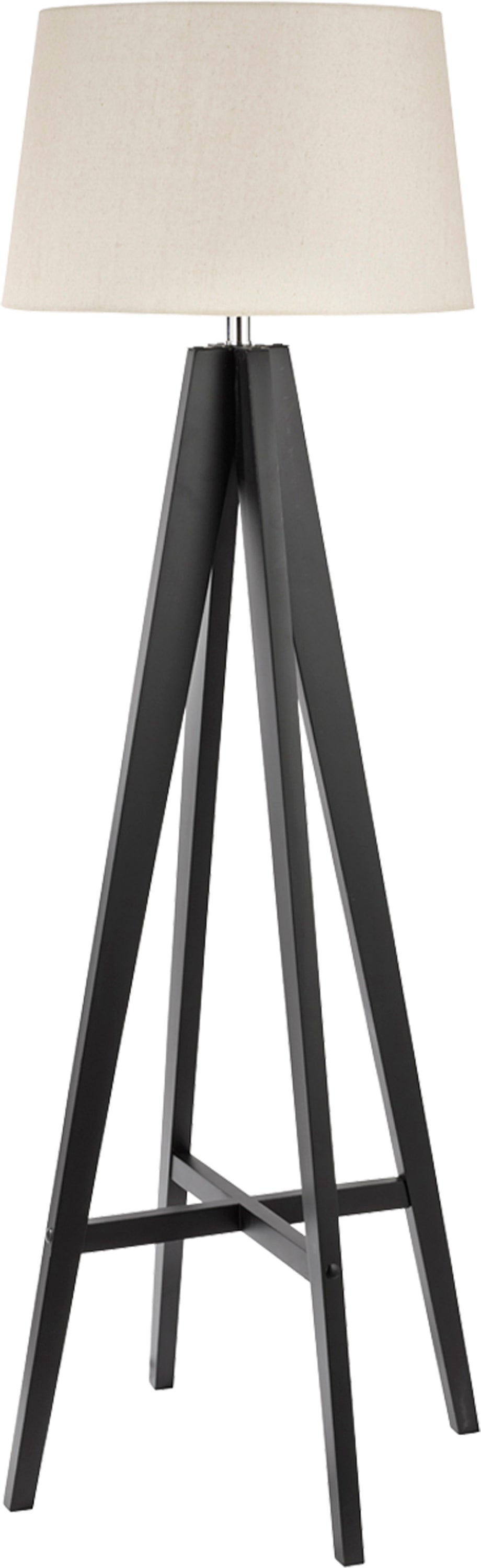 Searchlight Earle Floor Lamp Dark Wood - Cream Linen Shade