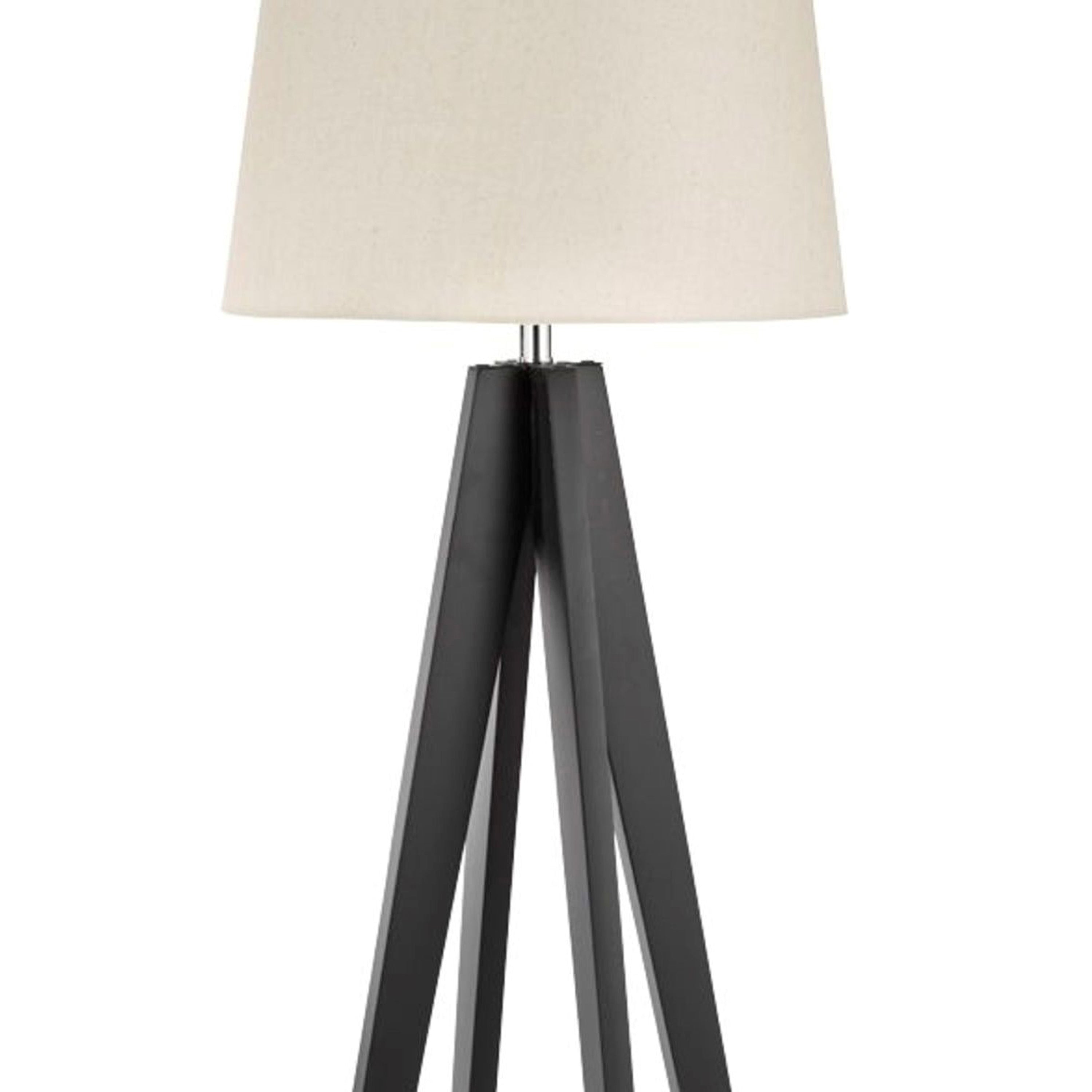 Searchlight Earle Floor Lamp Dark Wood - Cream Linen Shade