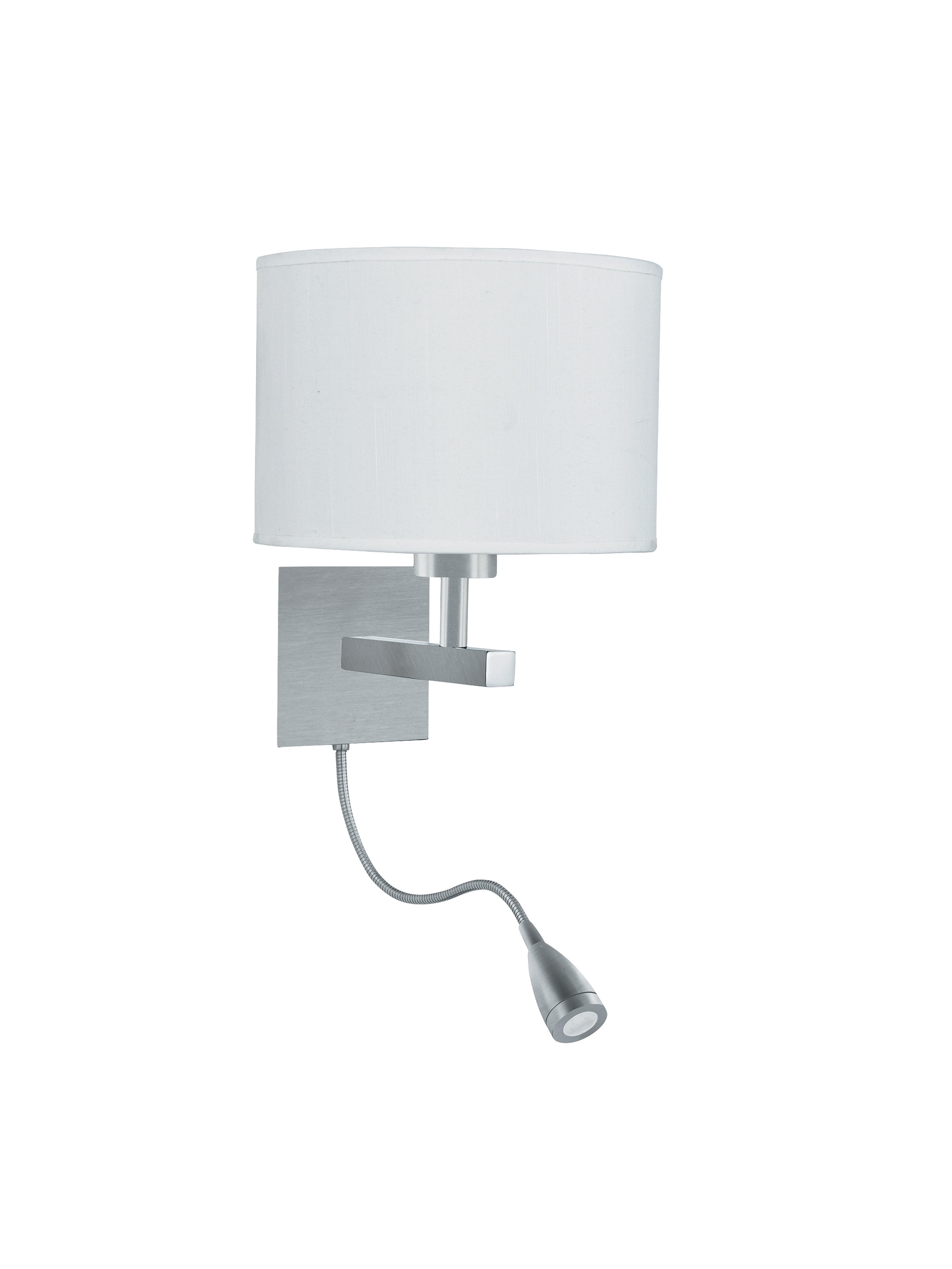 Searchlight Satin Silver Wall Light With White Shade Incorporating LED Flexi - Arm