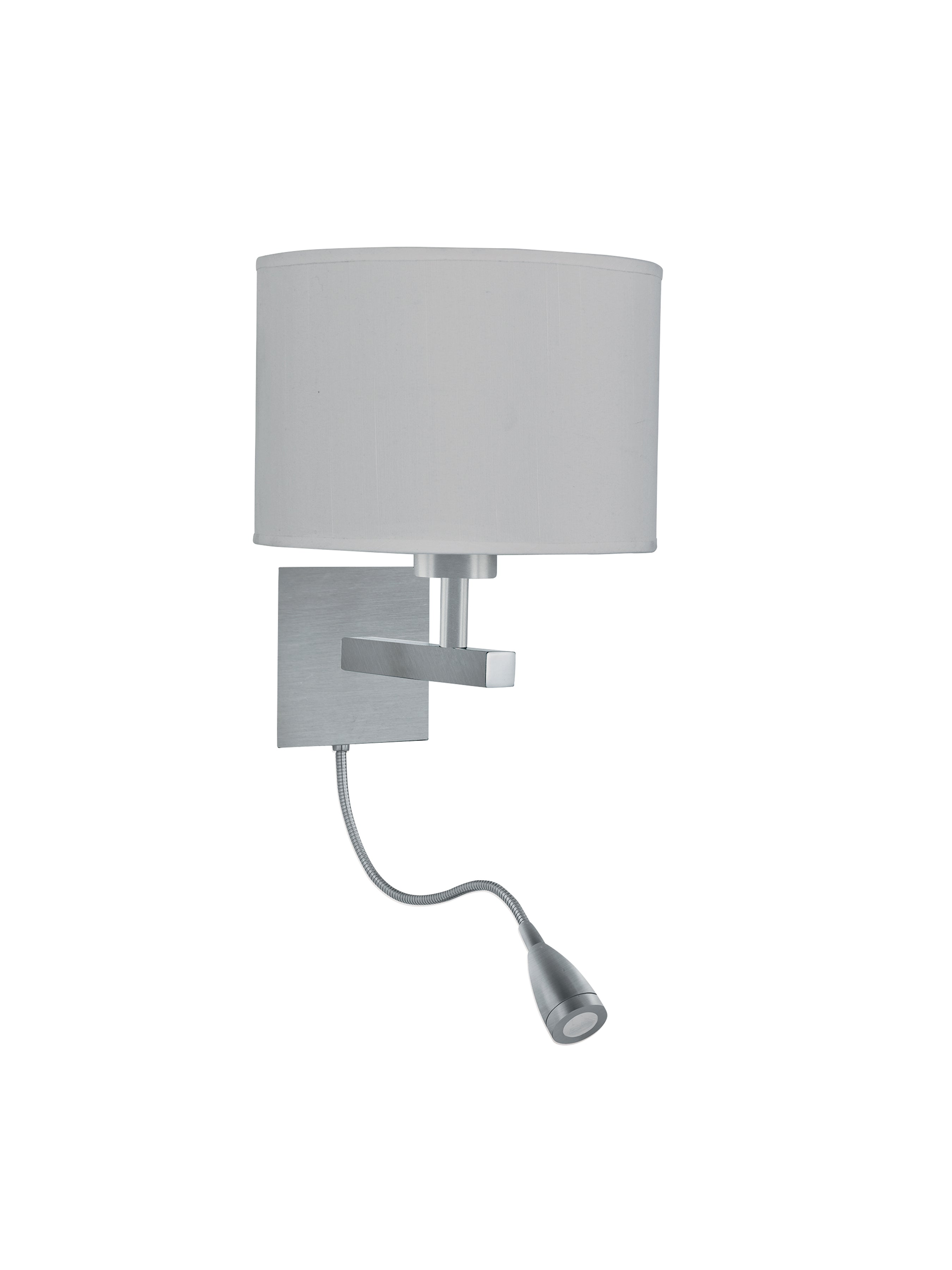 Searchlight Satin Silver Wall Light With White Shade Incorporating LED Flexi - Arm