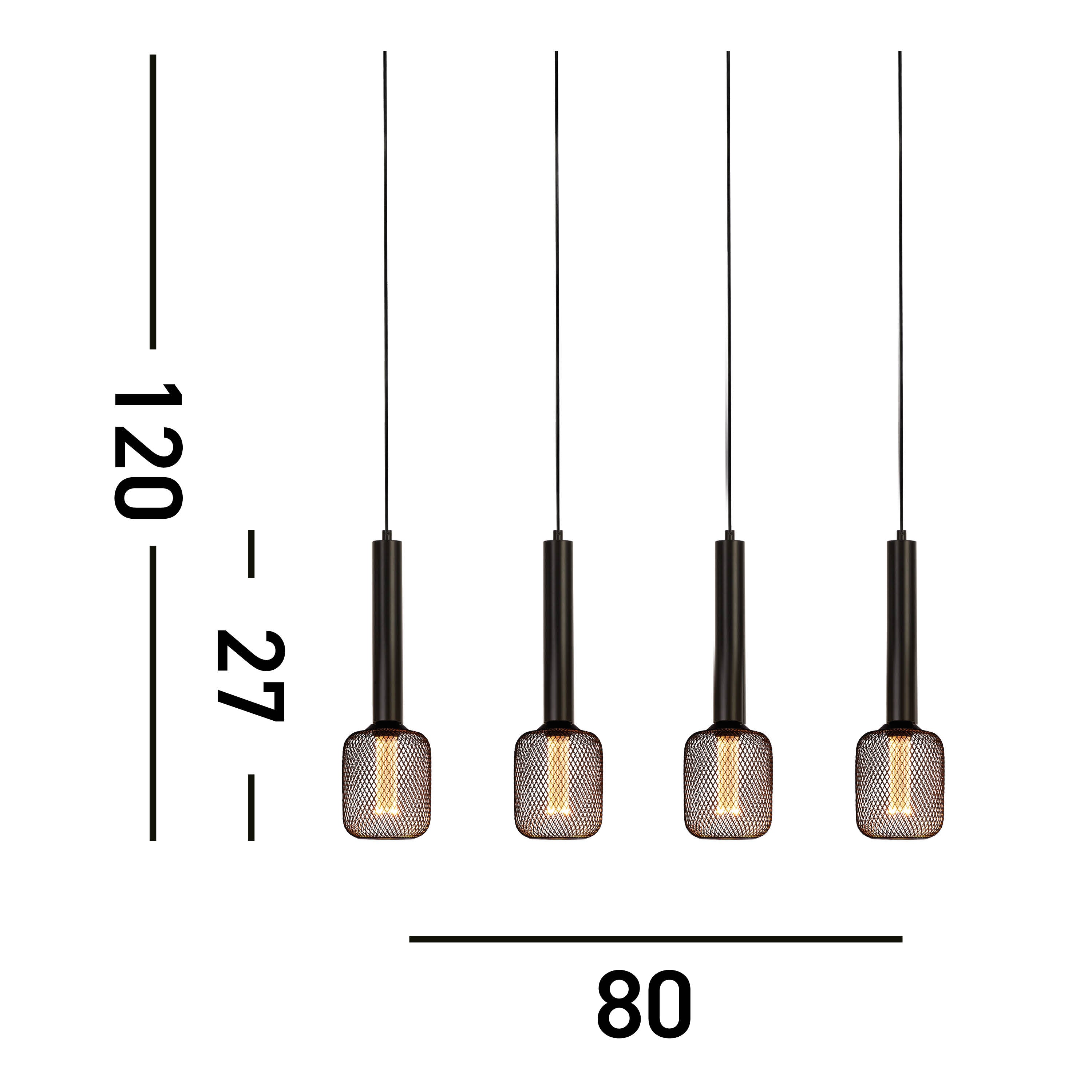 Searchlight Dawber 4 Light Bar Ceiling Pendant - Black