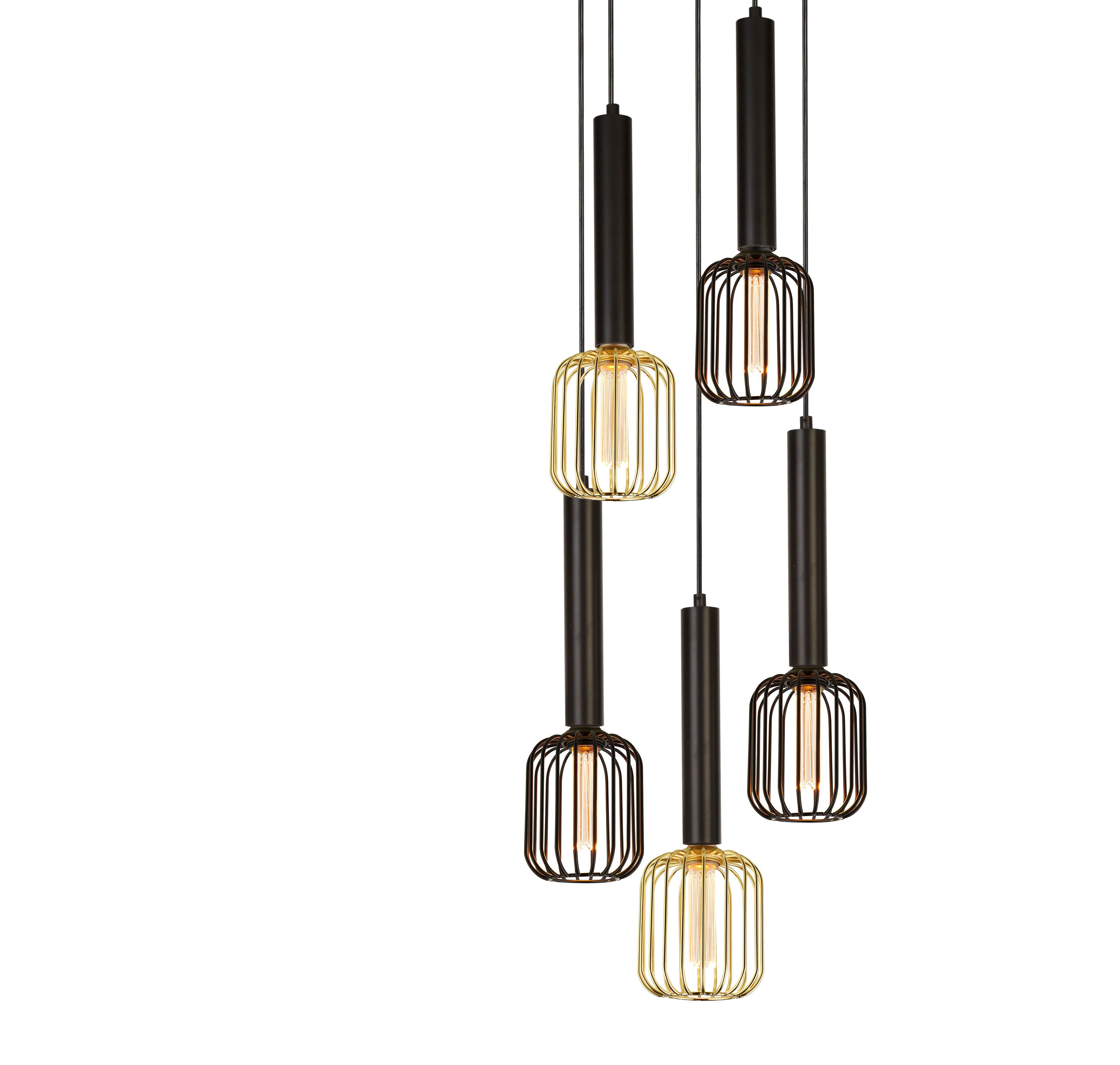 Searchlight Dawber 5 Light Multi Drop Ceiling Pendant - Black