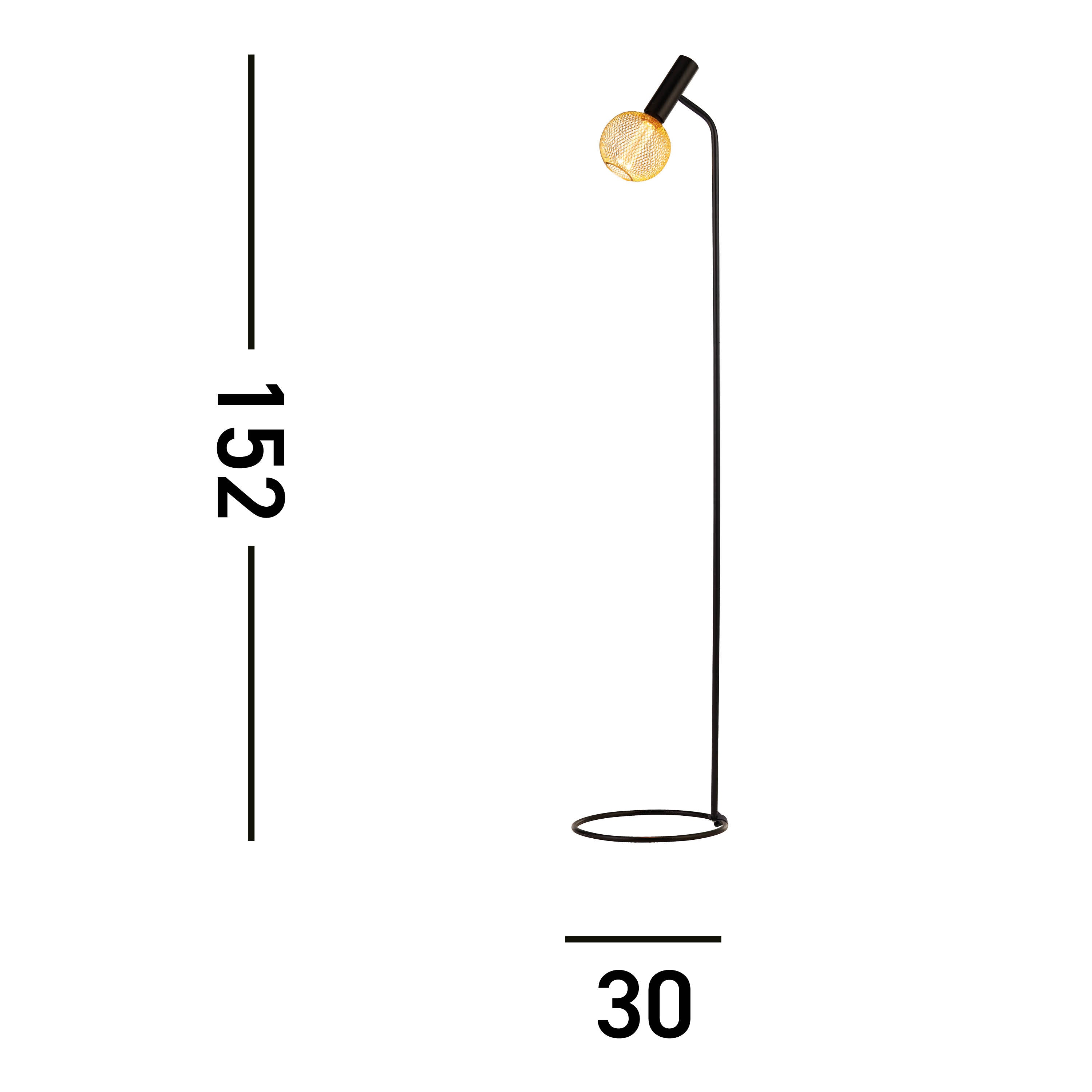 Searchlight Dawber Floor Lamp - Black