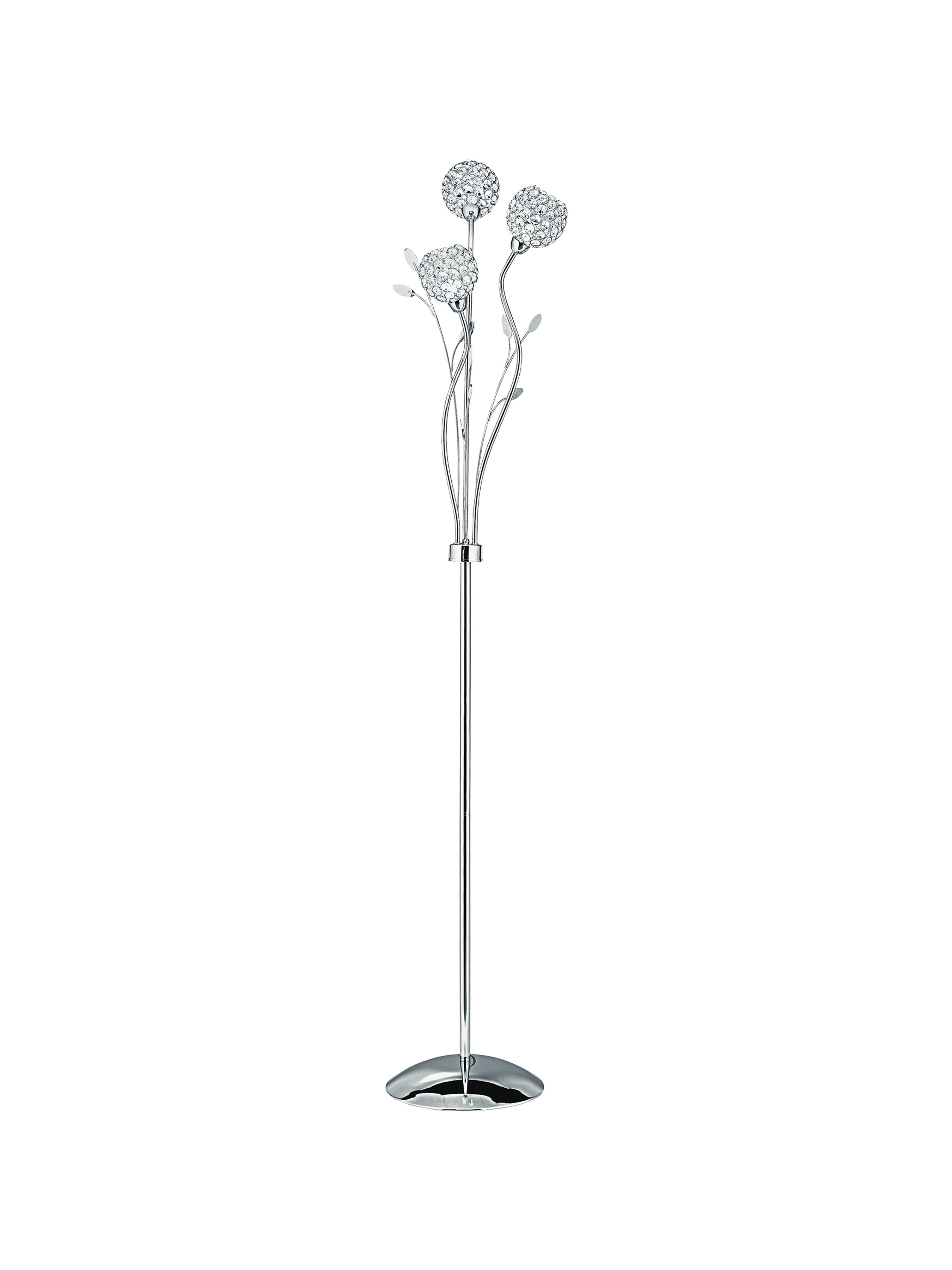 Searchlight Bay II 3 Light Floor Lamp - Chrome & Clear Glass Deco Shades