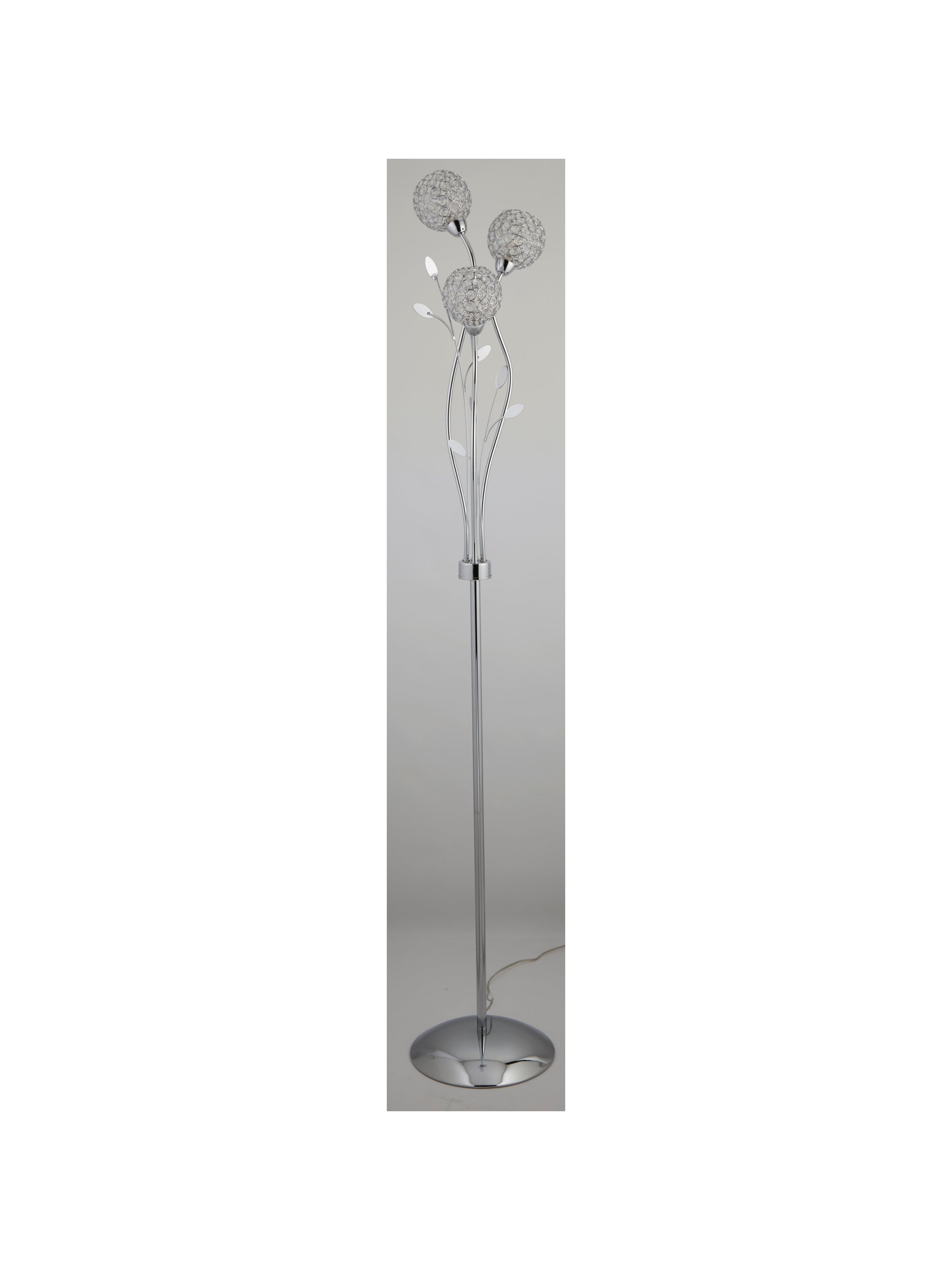 Searchlight Bay II 3 Light Floor Lamp - Chrome & Clear Glass Deco Shades