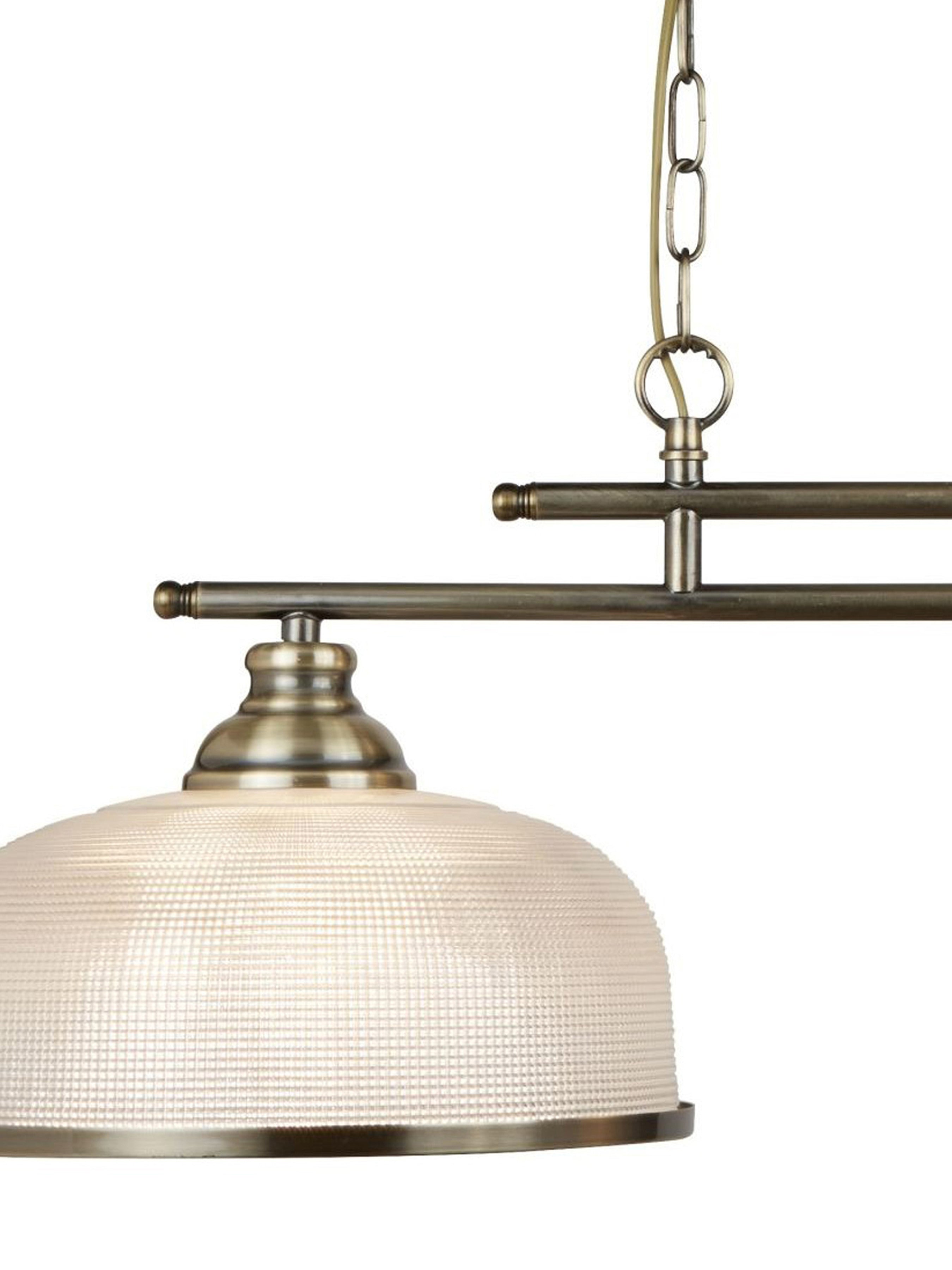Searchlight Beech II 2 Light Ceiling Bar - Antique Brass & Holophane Glass