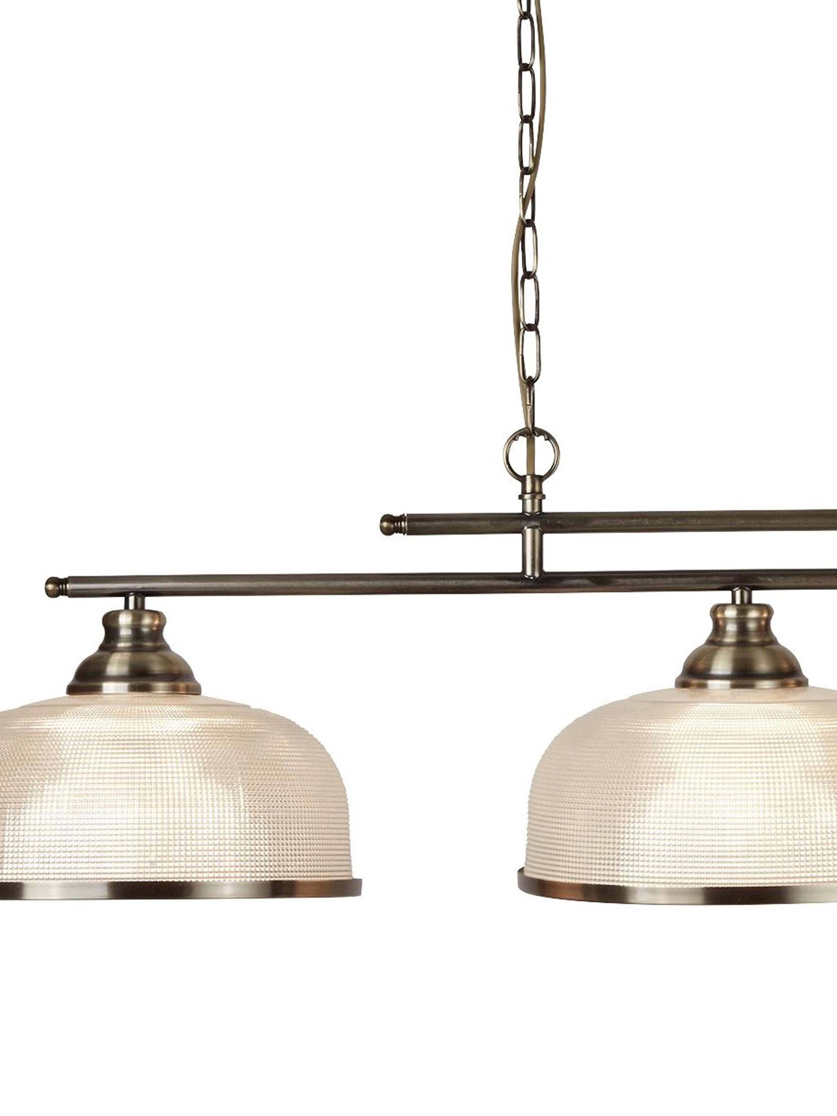 Searchlight Beech II 3 Light Ceiling Bar - Antique Brass & Holophane Glass