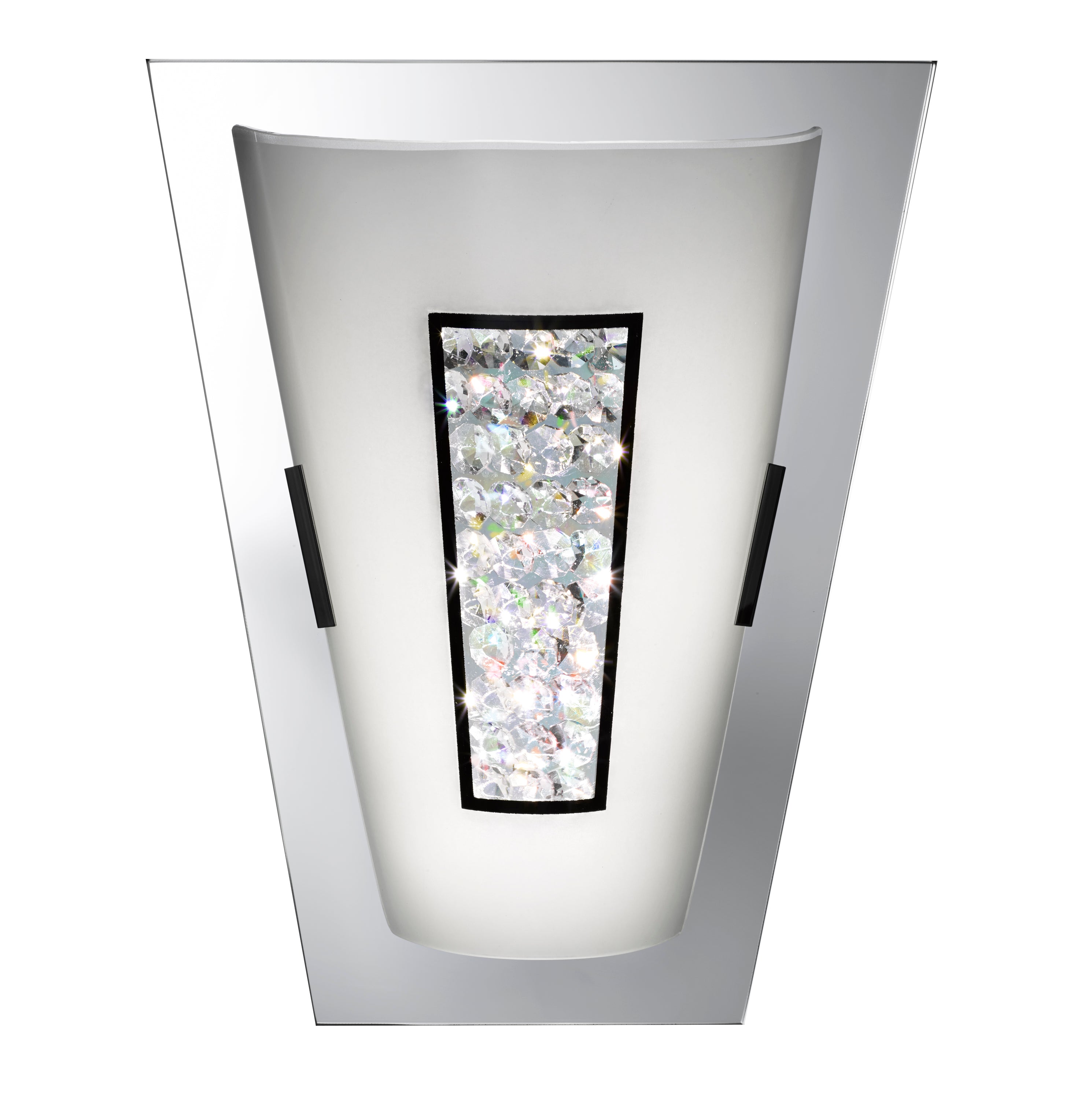 Searchlight Pim 16 LED IP44 Wall Light - Chrome & Crystal Inner With White Glass Shade