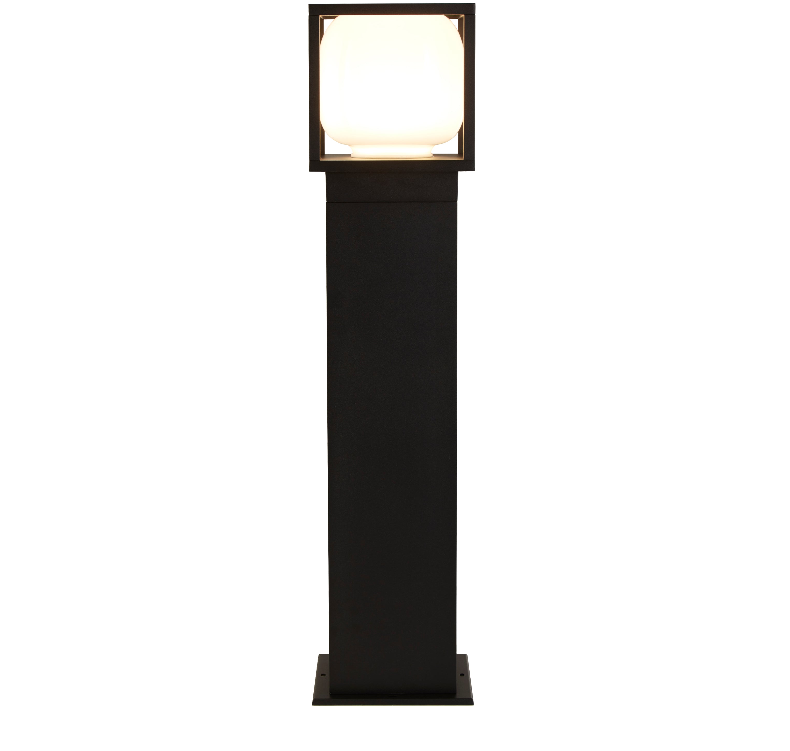 Searchlight Athol Outdoor Post - Black & Opal Glass