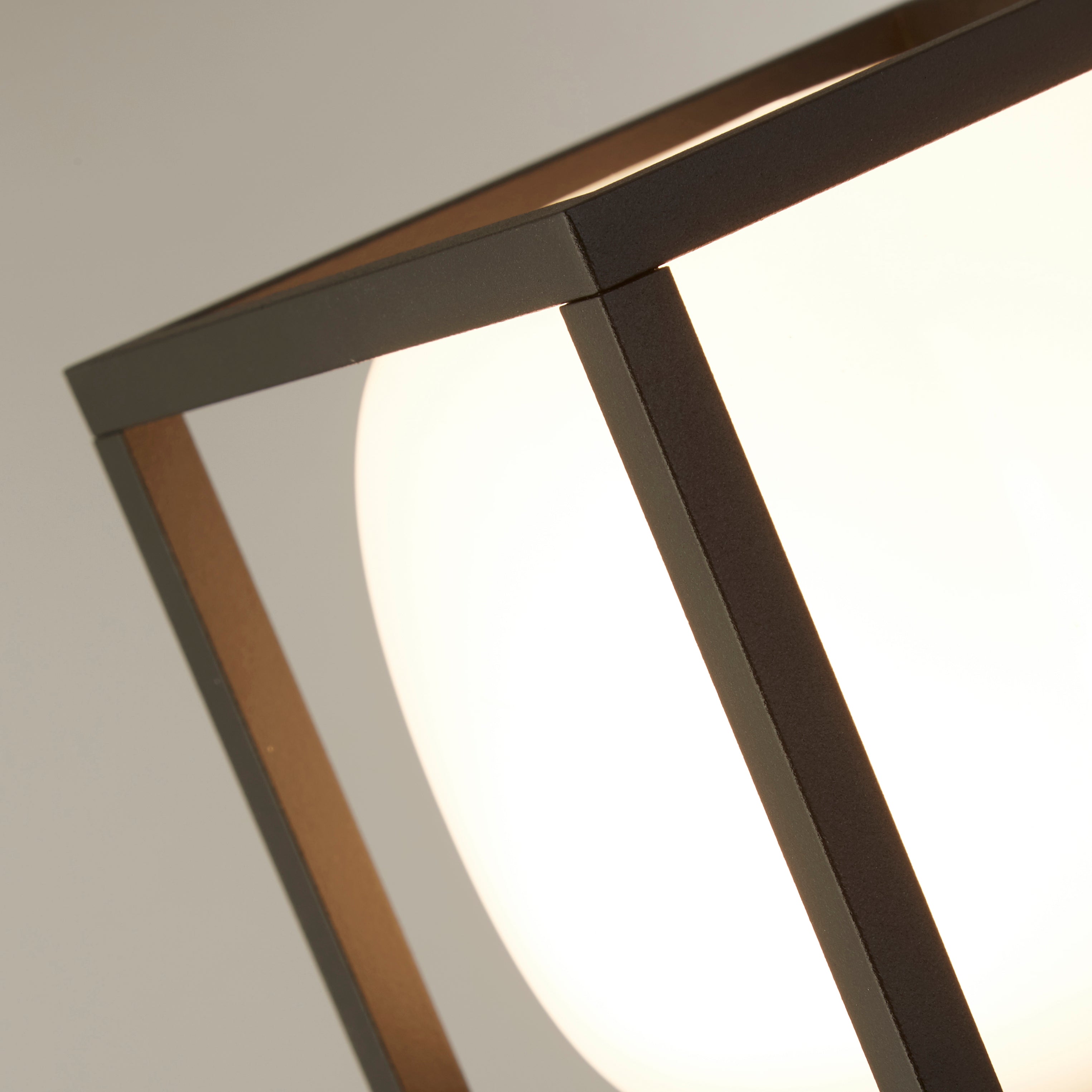 Searchlight Athol Outdoor Post - Black & Opal Glass