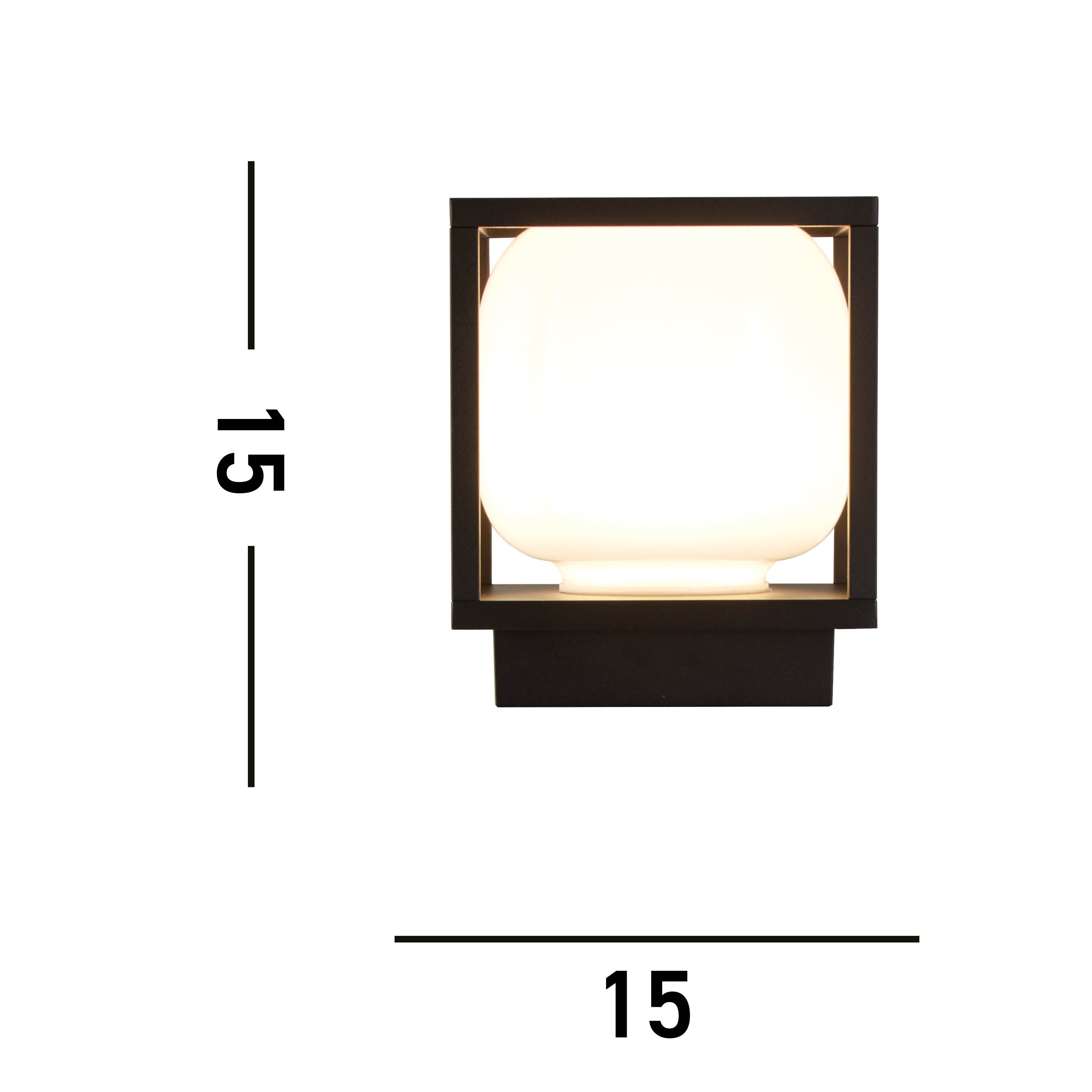 Searchlight Athol Outdoor Wall Light - Black & Opal Glass