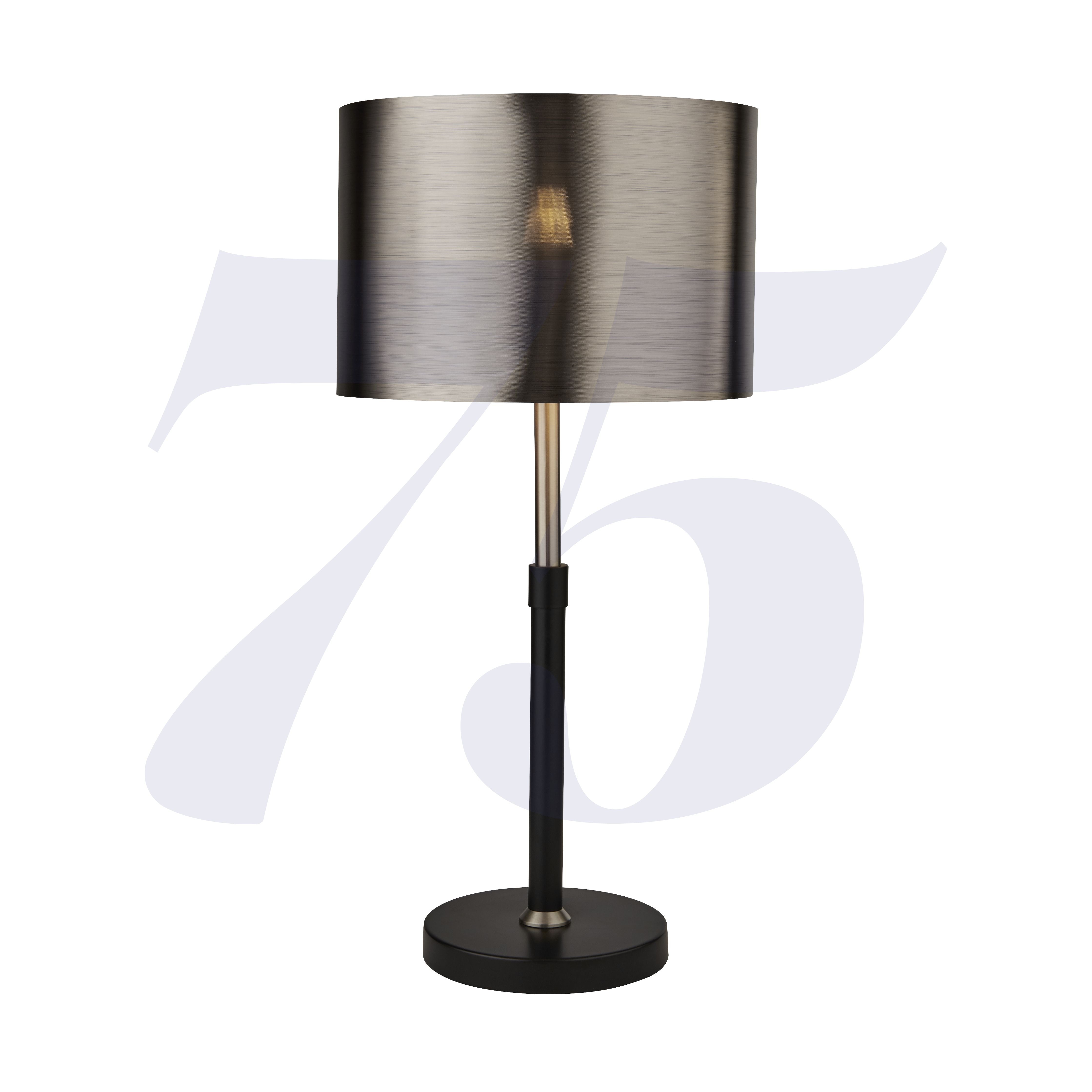 Searchlight Radcliffe Single Table Lamp - Black, Satin Silver & Chrome Shade