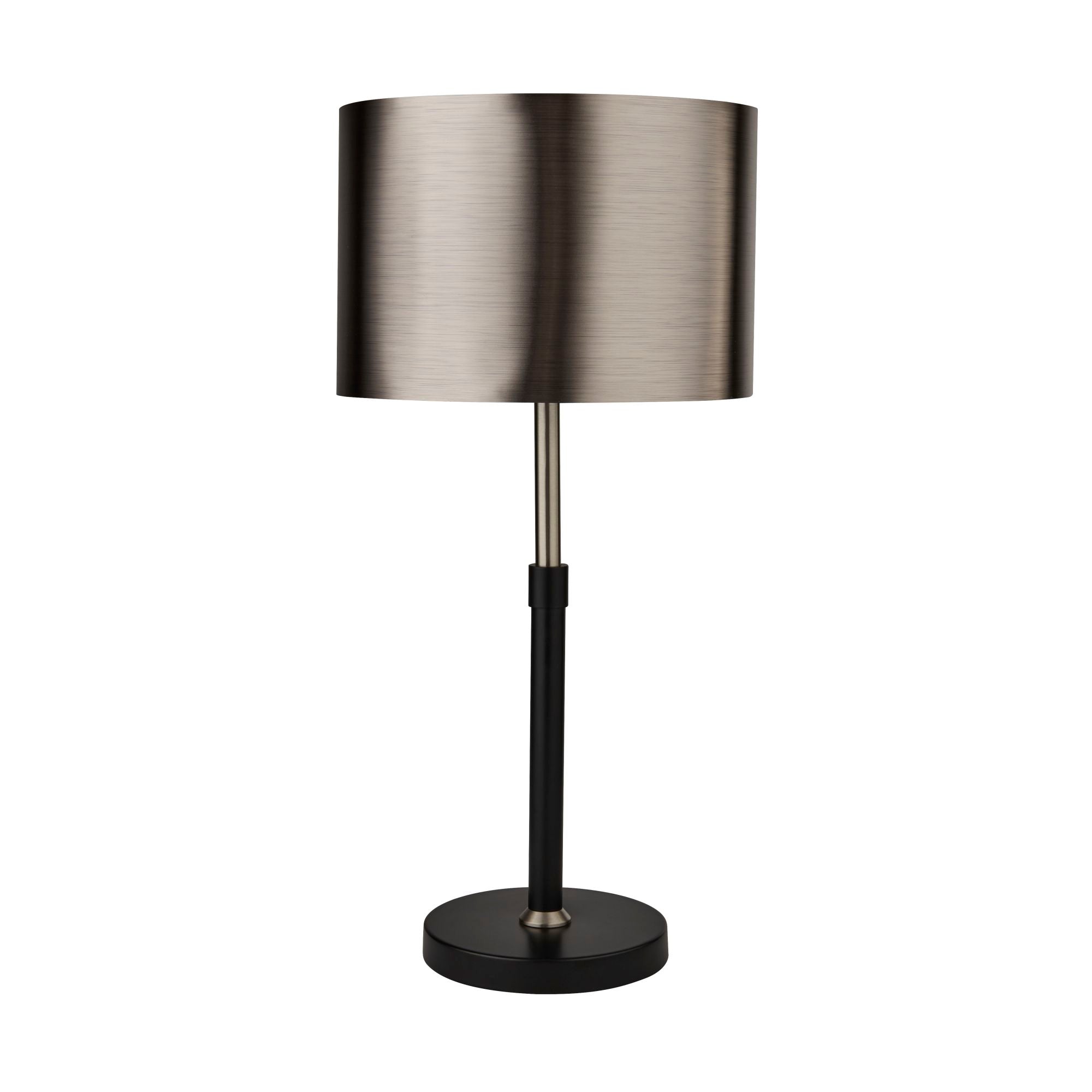 Searchlight Radcliffe Single Table Lamp - Black, Satin Silver & Chrome Shade