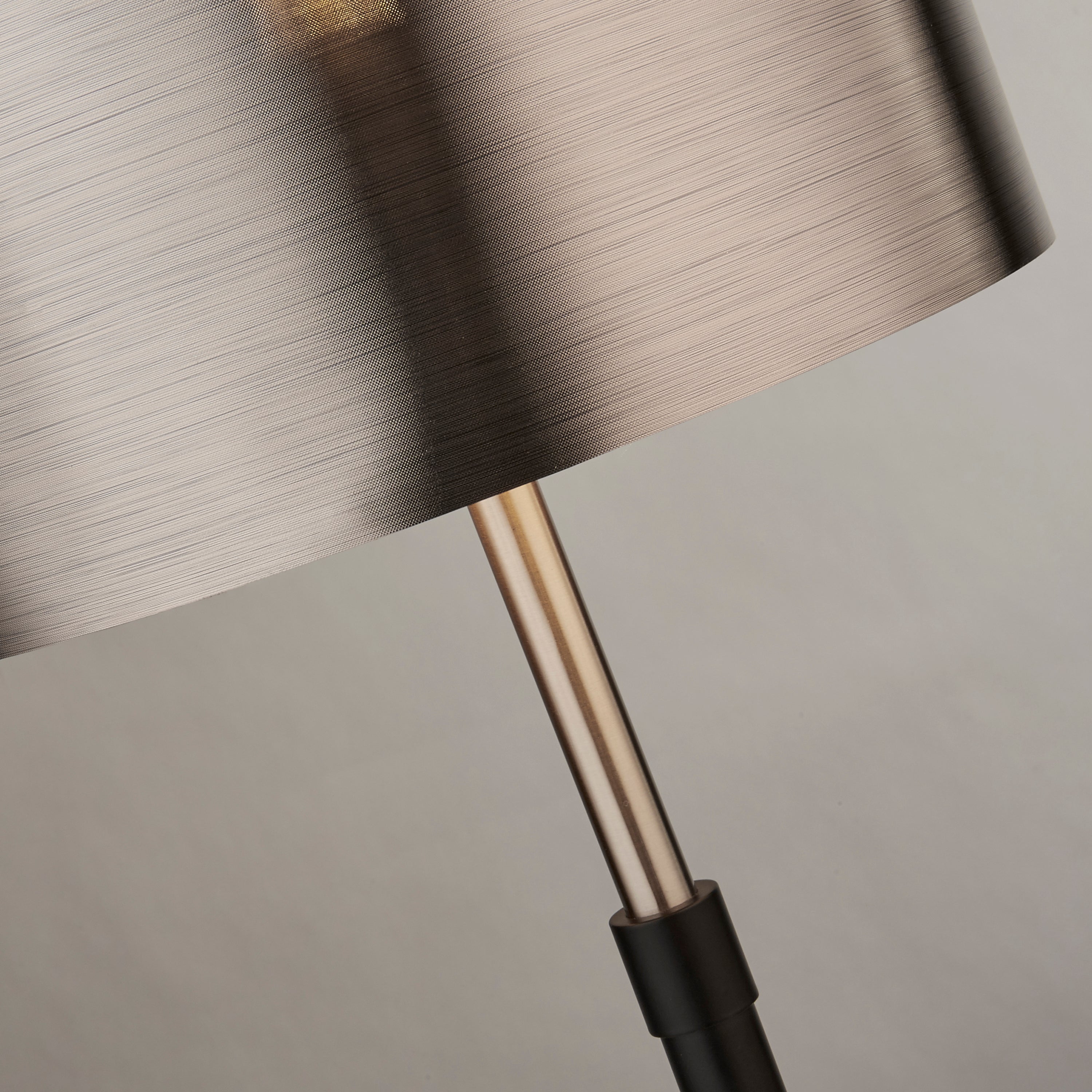 Searchlight Radcliffe Single Table Lamp - Black, Satin Silver & Chrome Shade