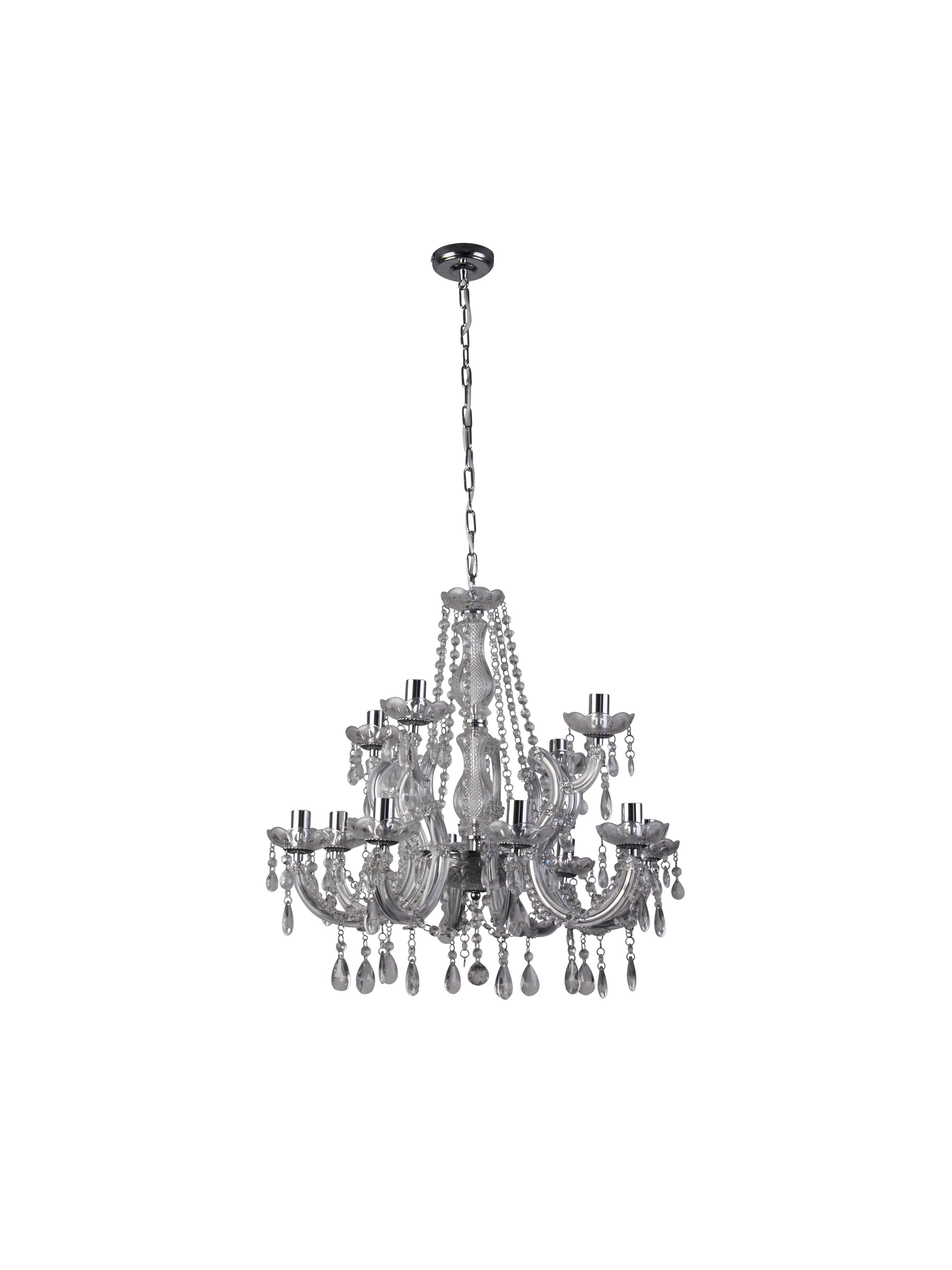 Searchlight Maple 12 Light Chandelier - Chrome & Clear Acrylic