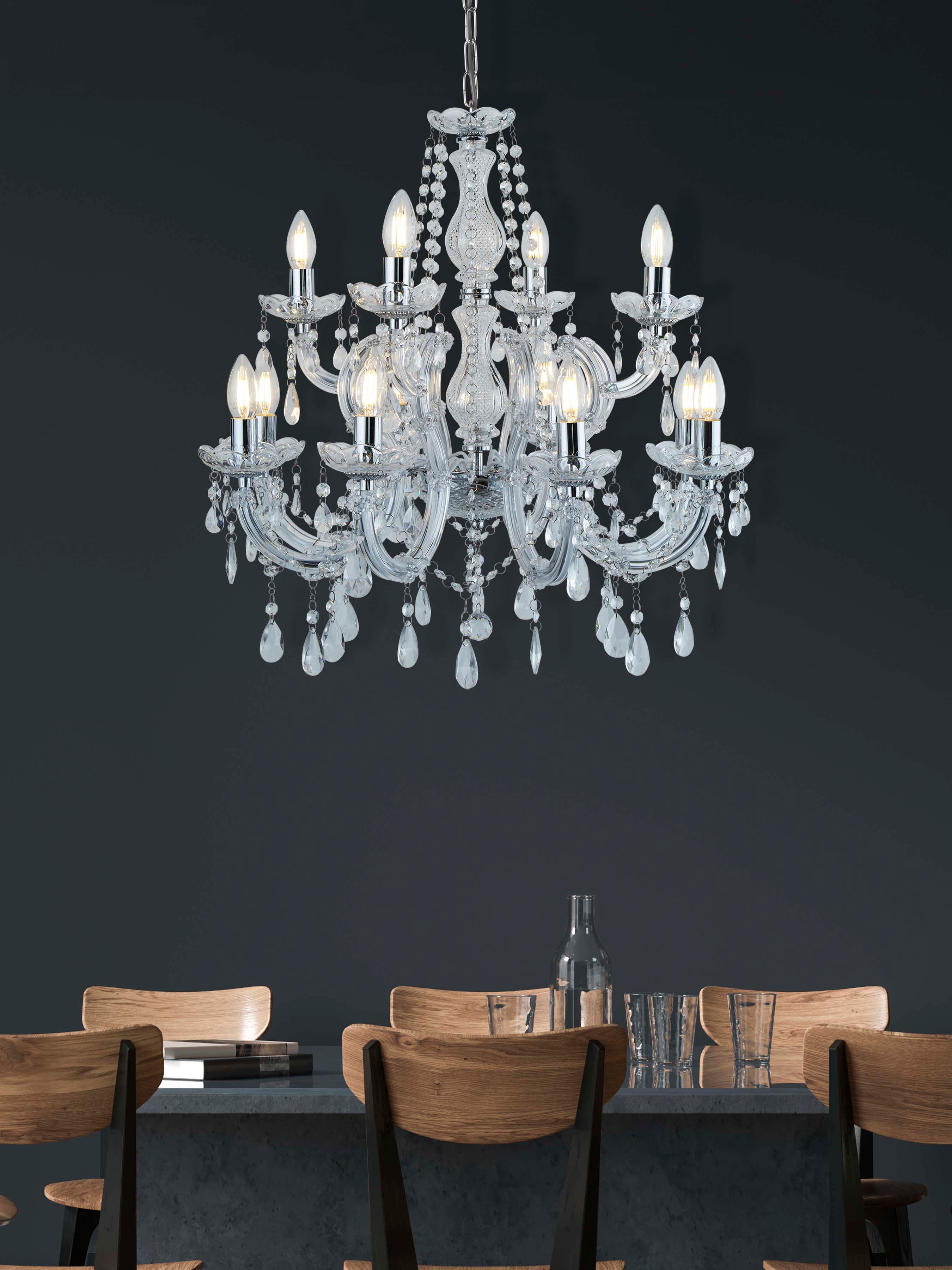 Searchlight Maple 12 Light Chandelier - Chrome & Clear Acrylic