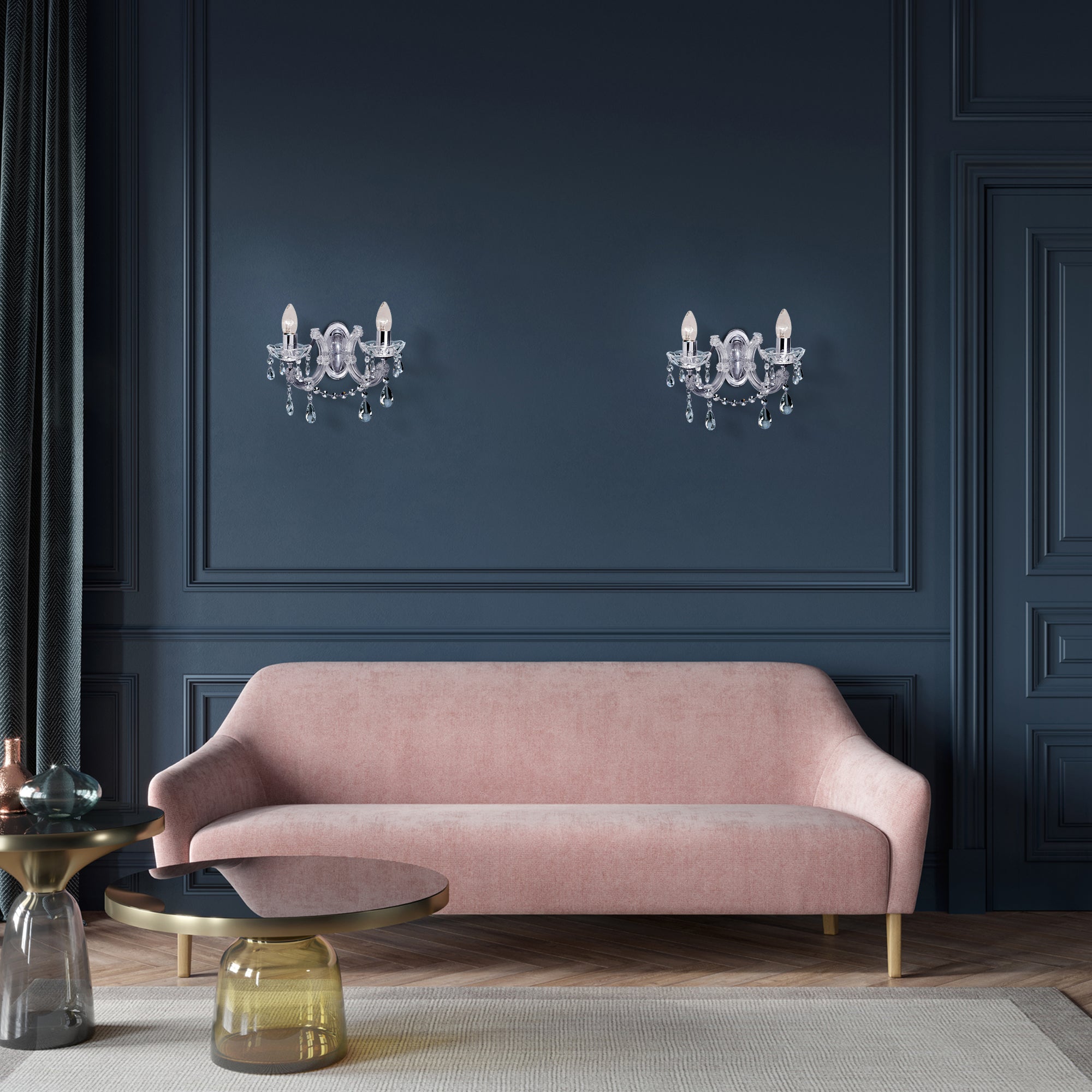 Searchlight Maple 2 Light Wall Bracket - Chrome & Clear Acrylic