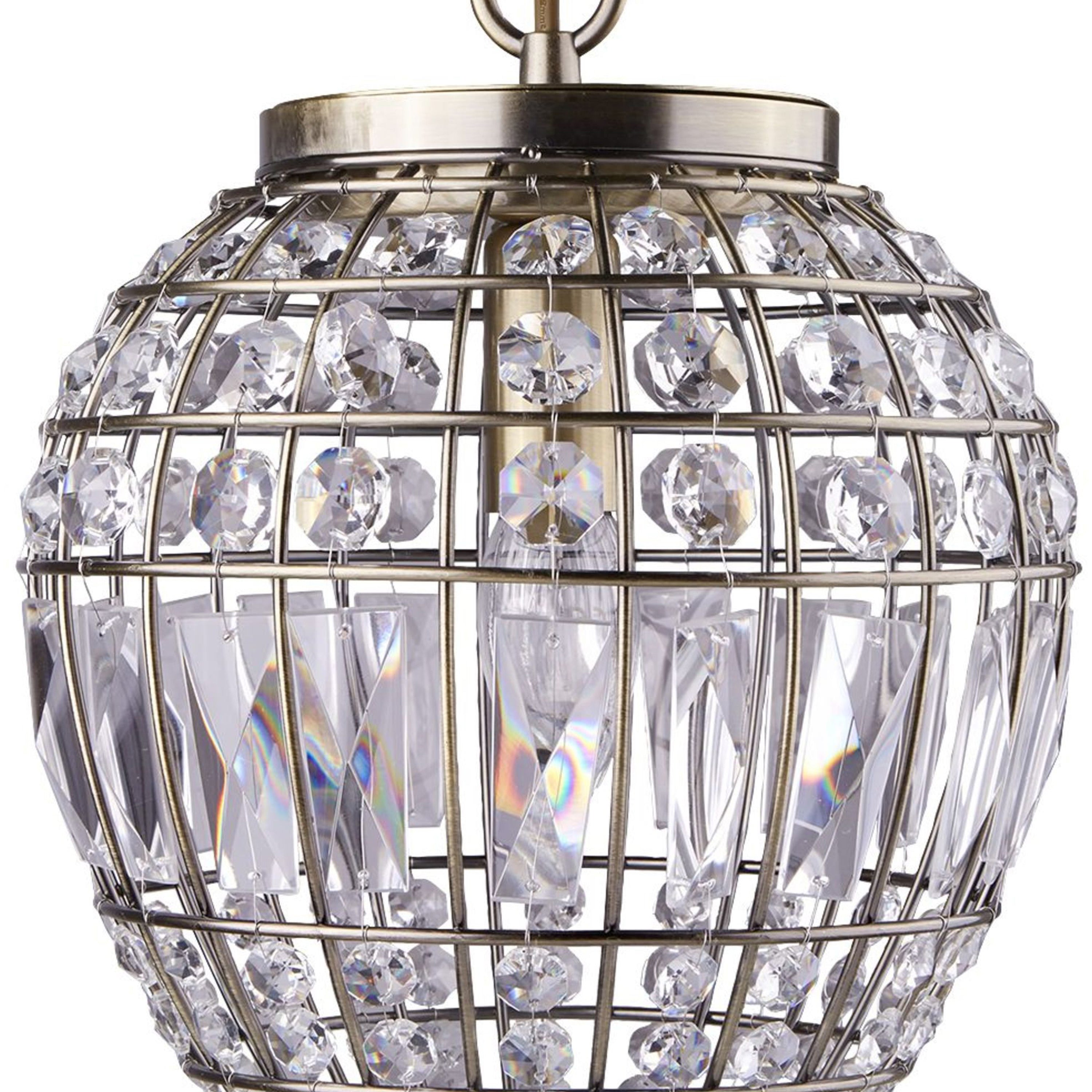 Searchlight Pembroke, Single Antique Brass, Clear Glass Buttons/Coffin Drop Trim