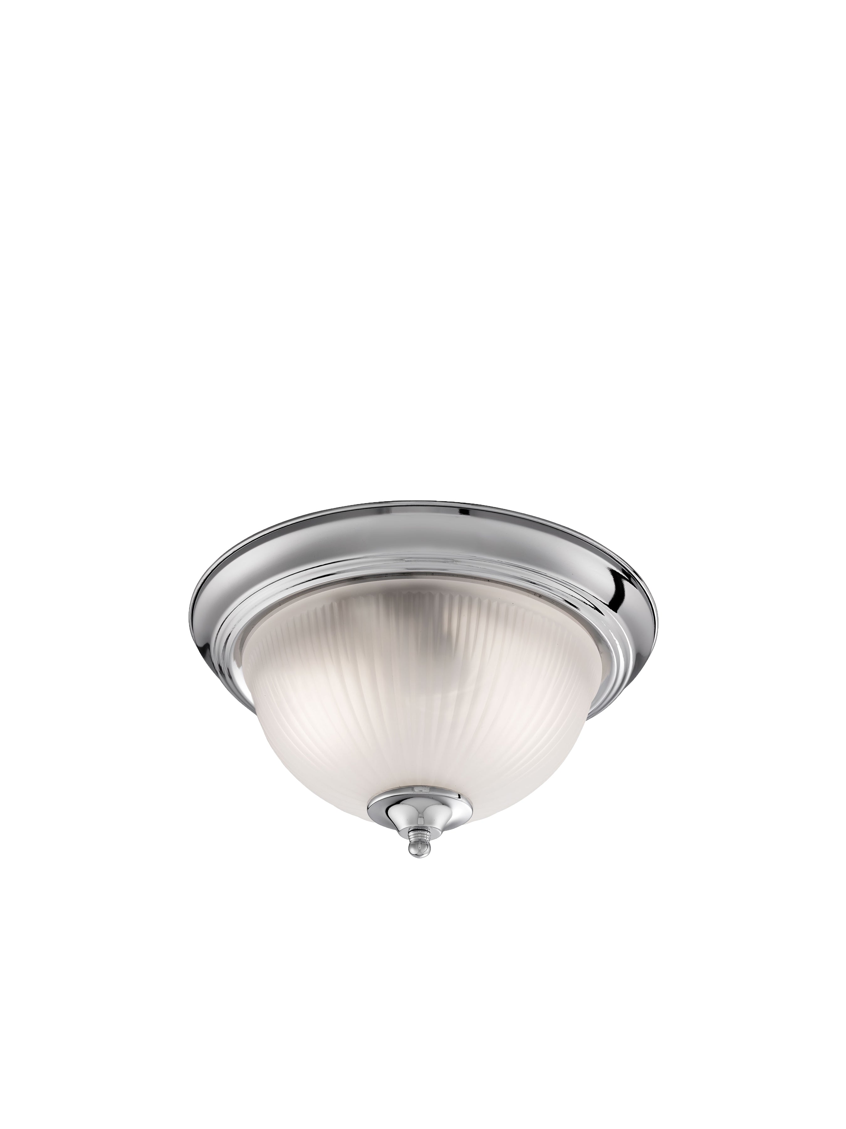 Searchlight Aintree IP44 Chrome Flush Fitting With Acid Ribbed Glass