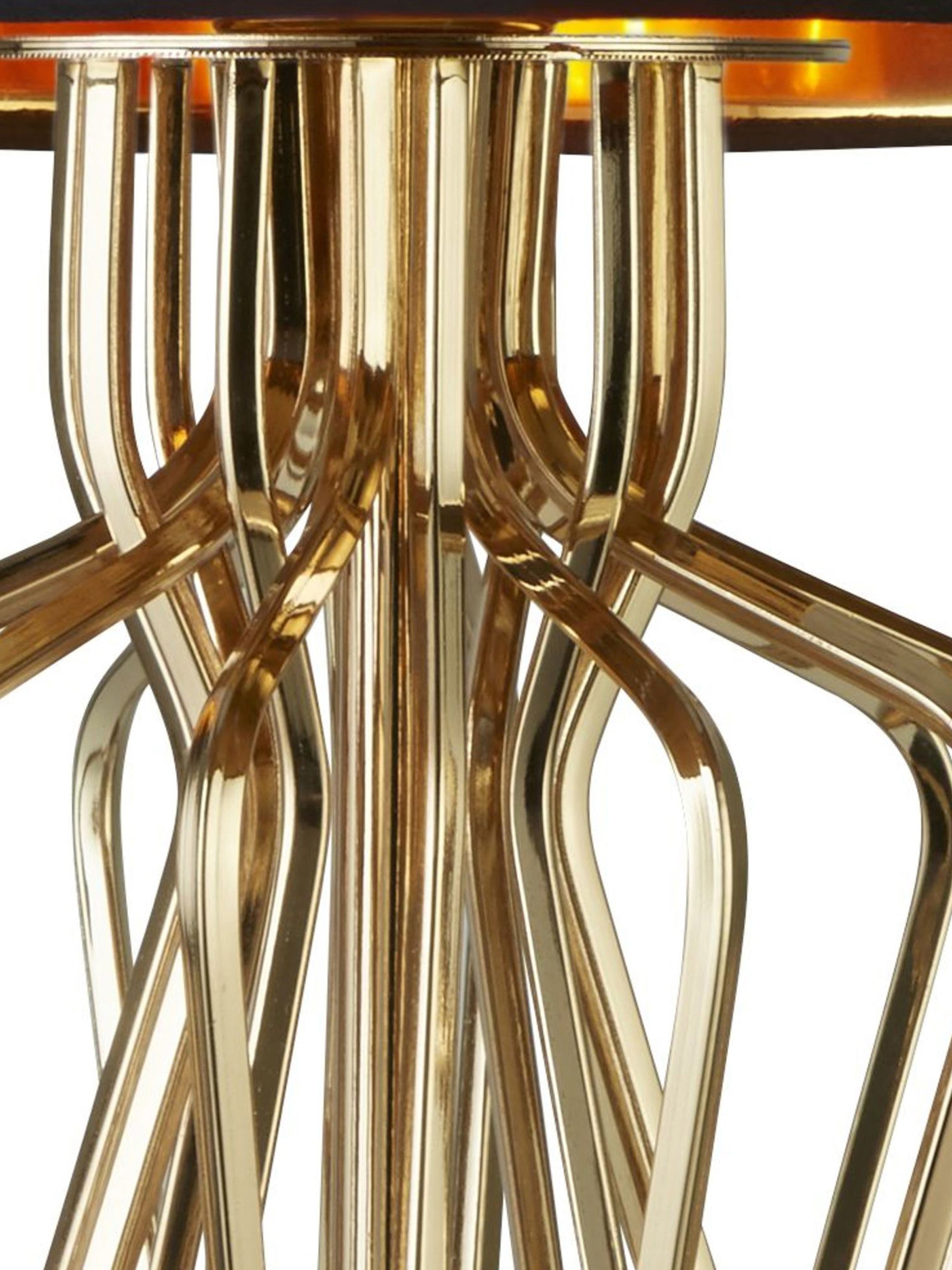 Searchlight Effingham Table Lamp With Marble Base, Gold With Black Drum Shade, Gold Interior