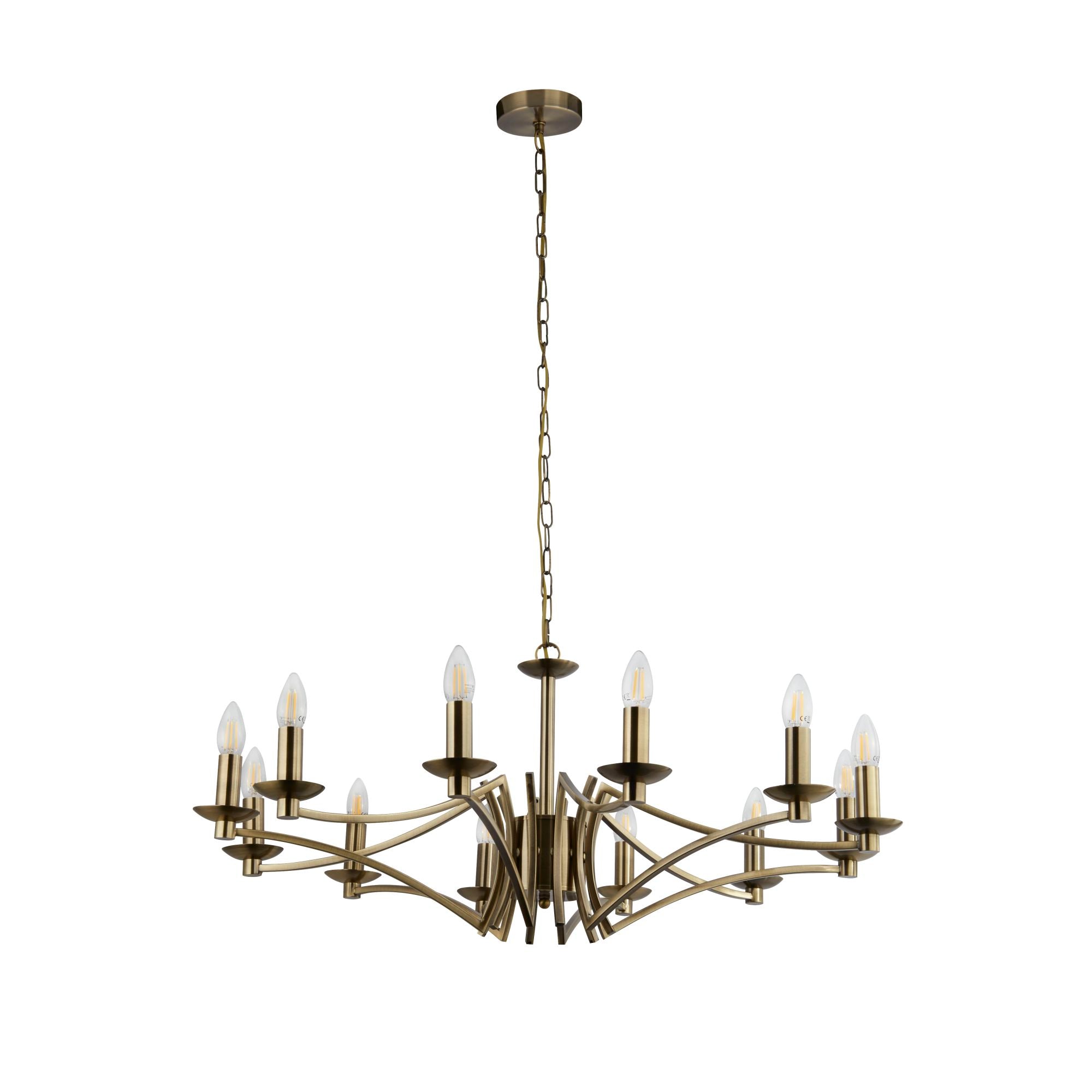 Searchlight Arley 12 Light Ceiling Pendant - Antique Brass
