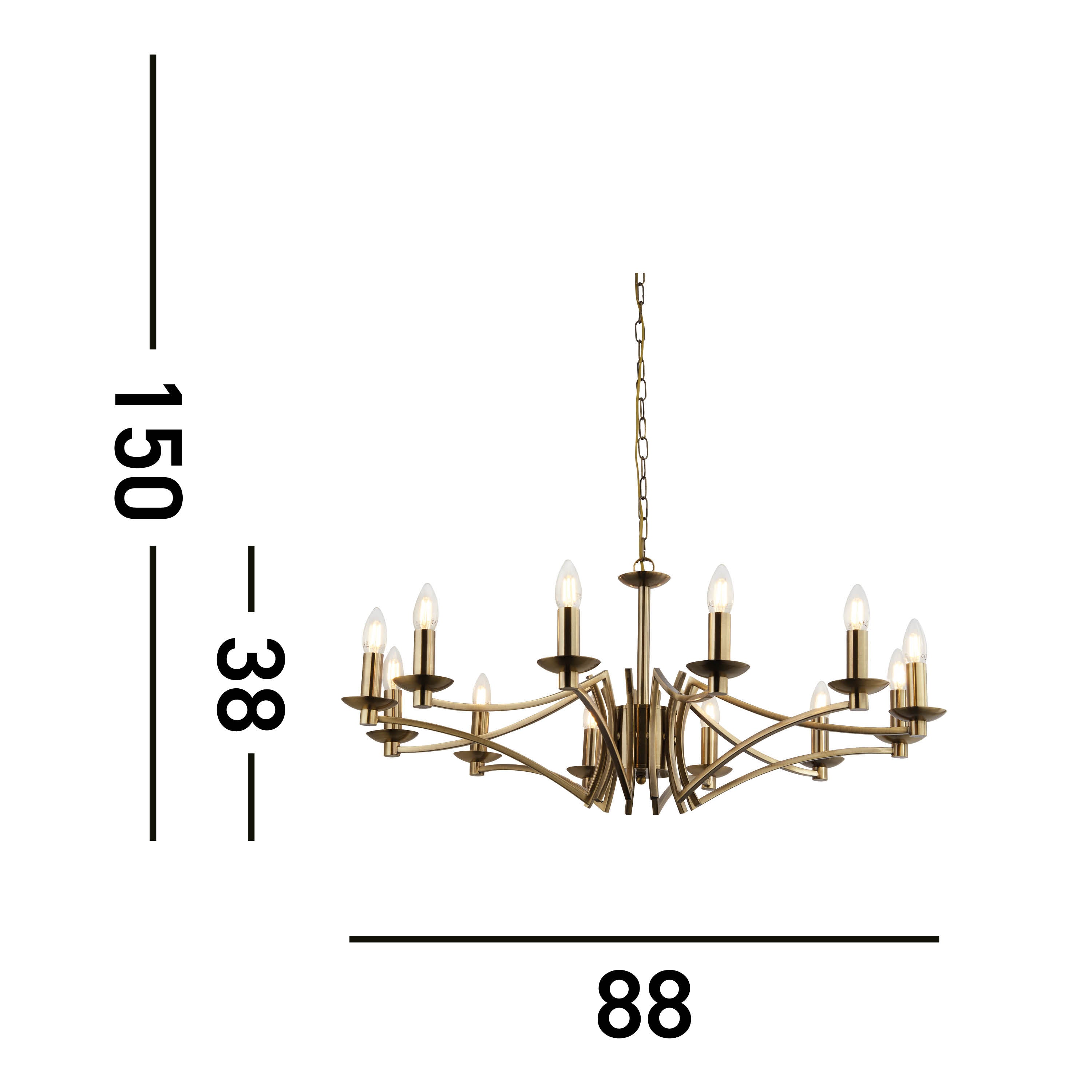 Searchlight Arley 12 Light Ceiling Pendant - Antique Brass