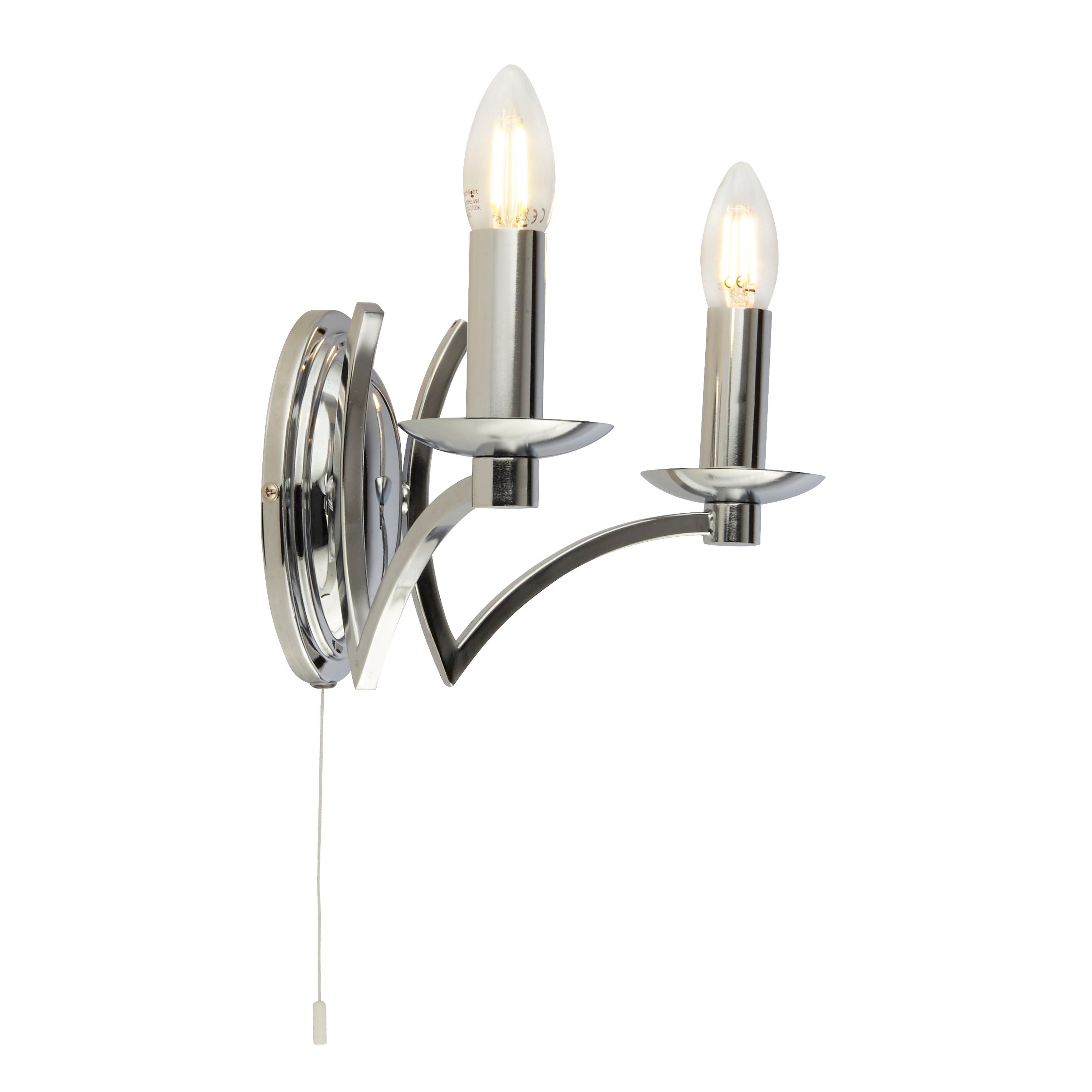 Searchlight Arley 2 Light Wall Light - Chrome