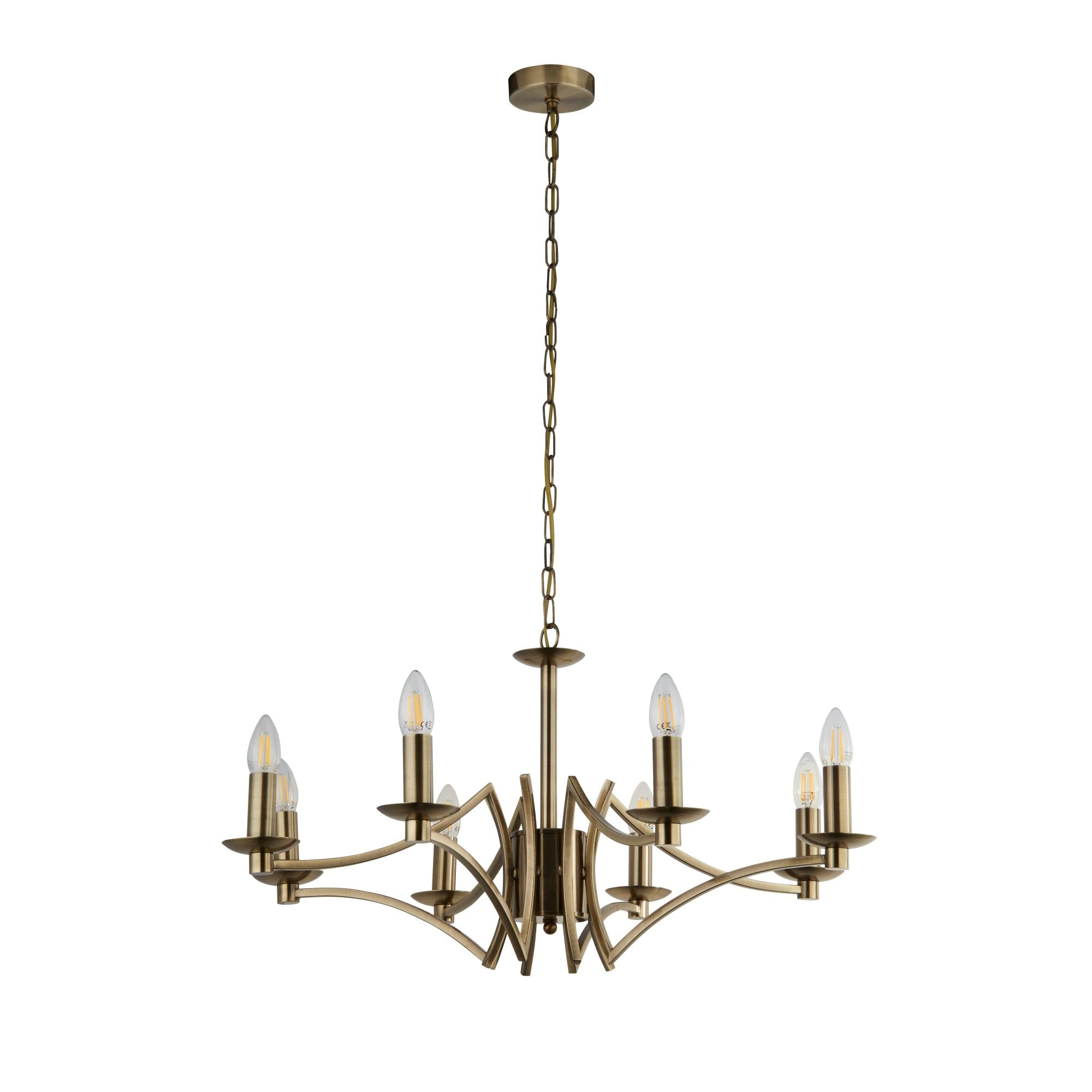 Searchlight Arley 8 Light Ceiling Pendant - Antique Brass