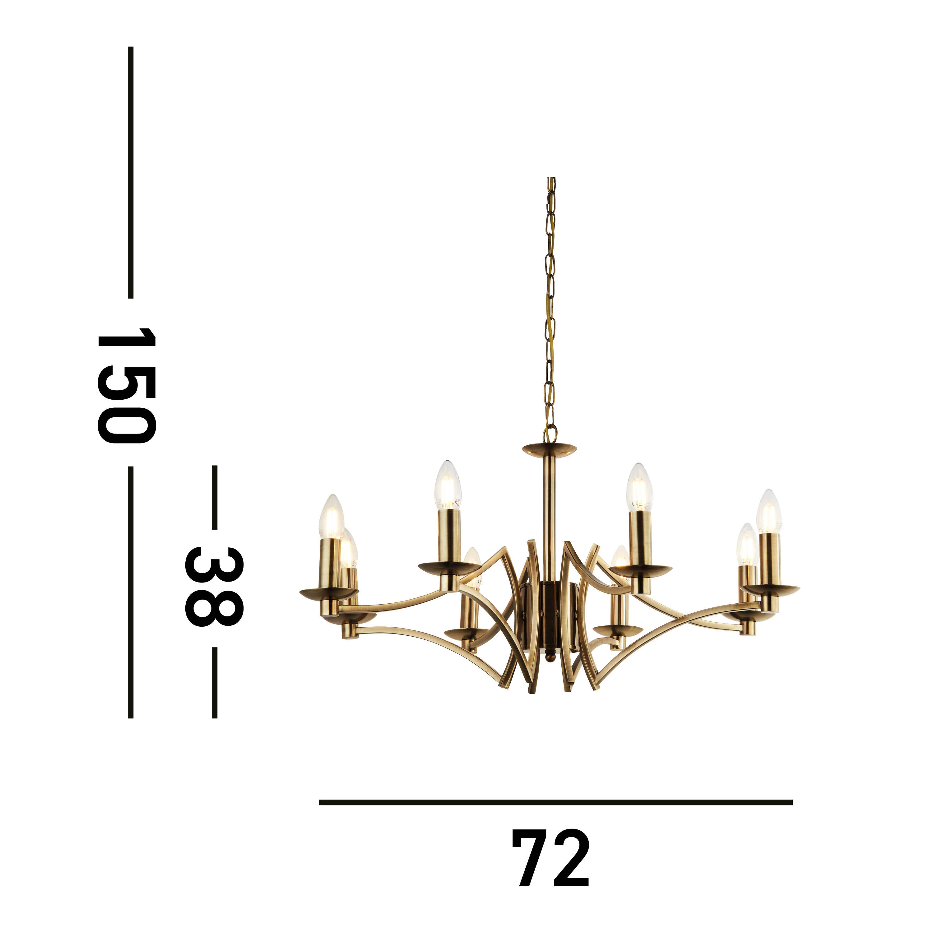 Searchlight Arley 8 Light Ceiling Pendant - Antique Brass