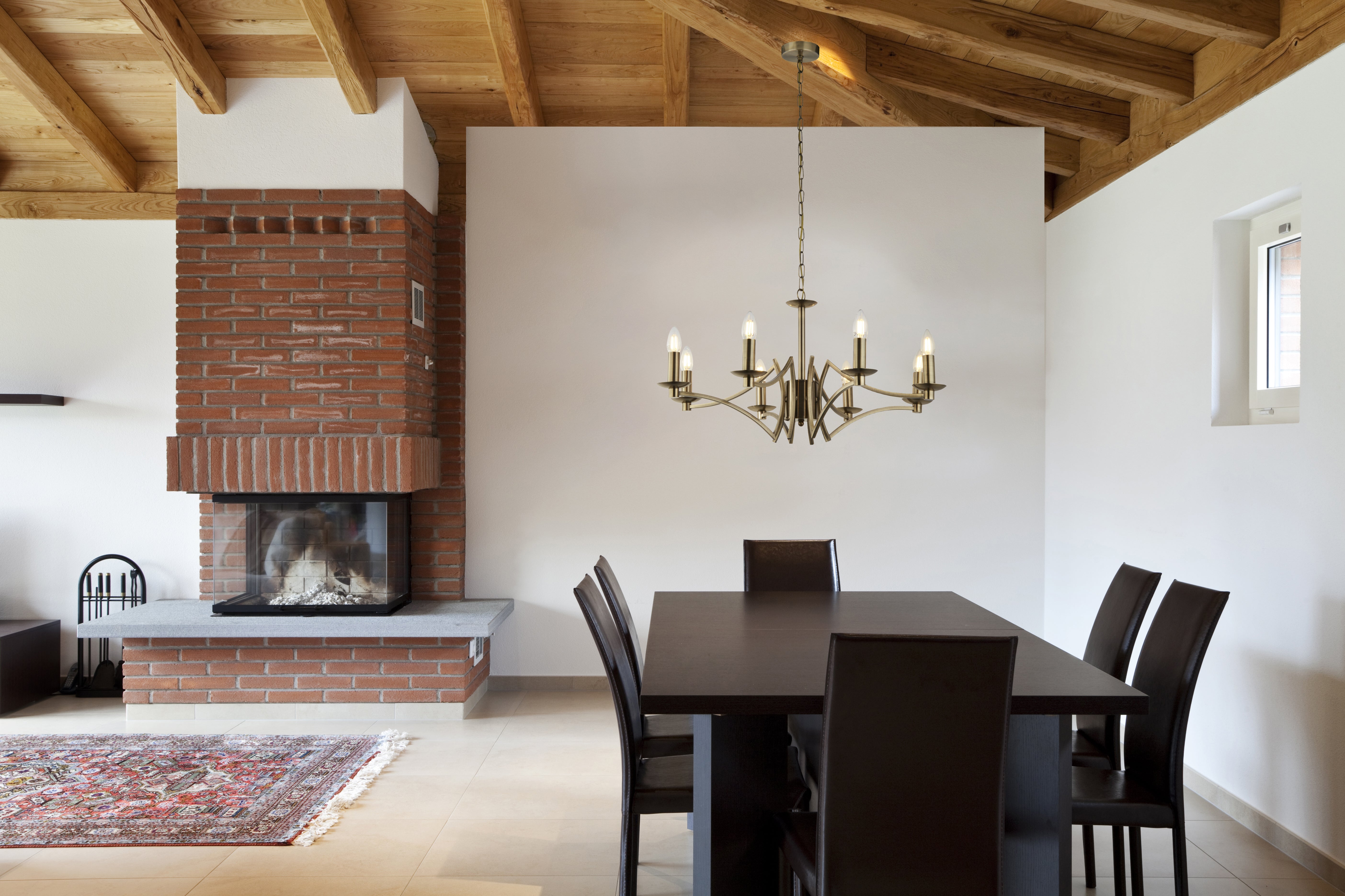 Searchlight Arley 8 Light Ceiling Pendant - Antique Brass