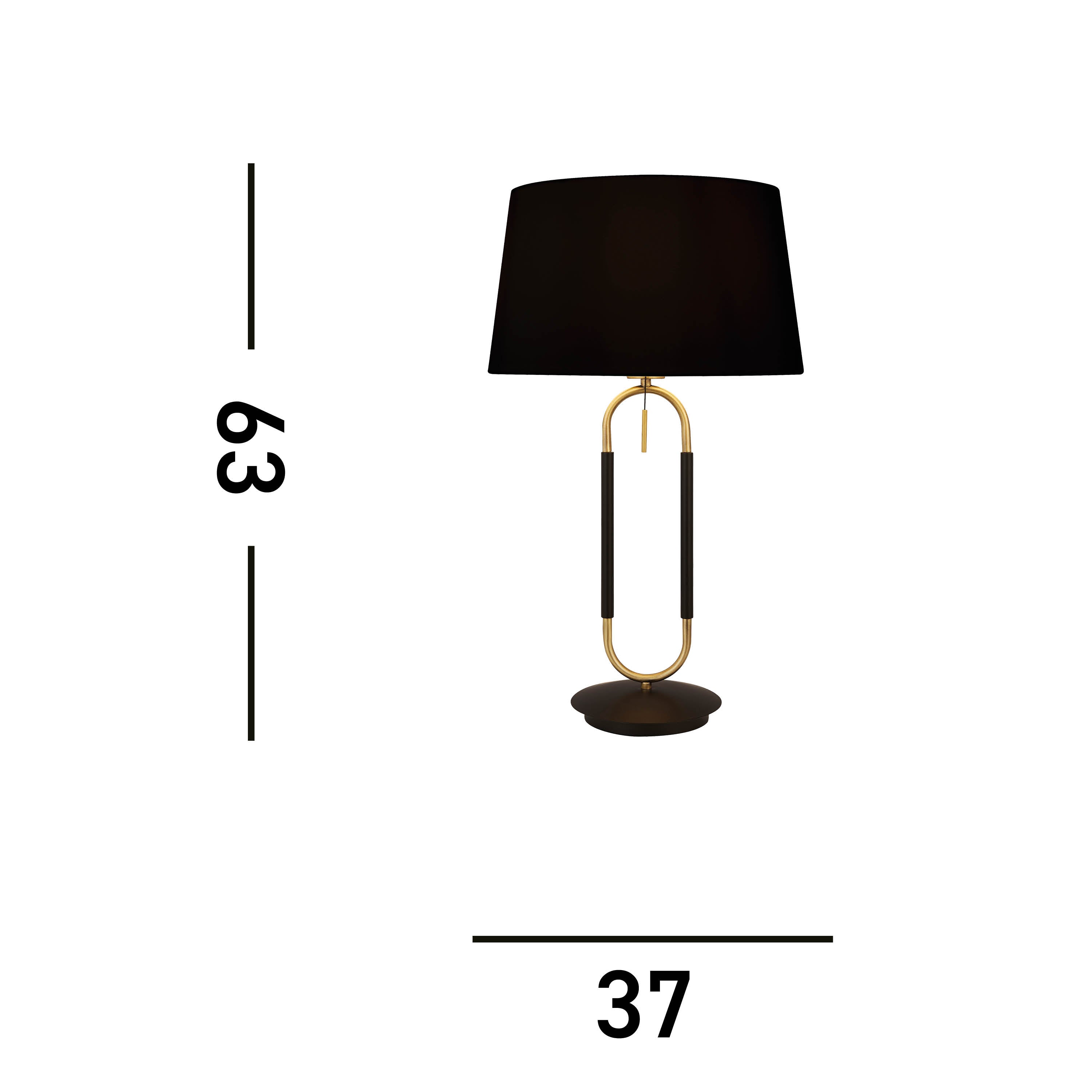 Searchlight Jackson Table Lamp - Black, Satin Brass & Black Velvet