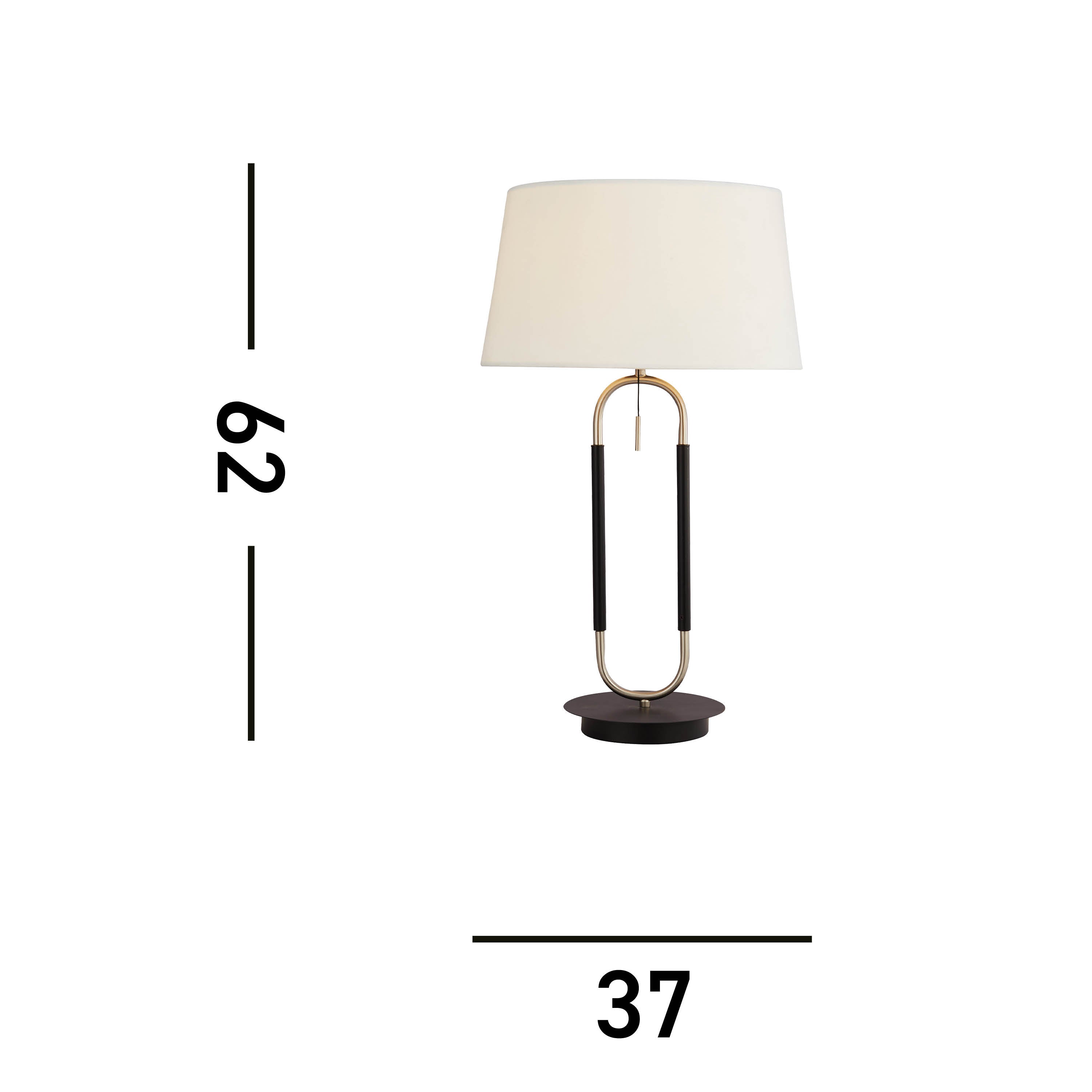 Searchlight Jackson Table Lamp - Black, Satin Silver & White Velvet