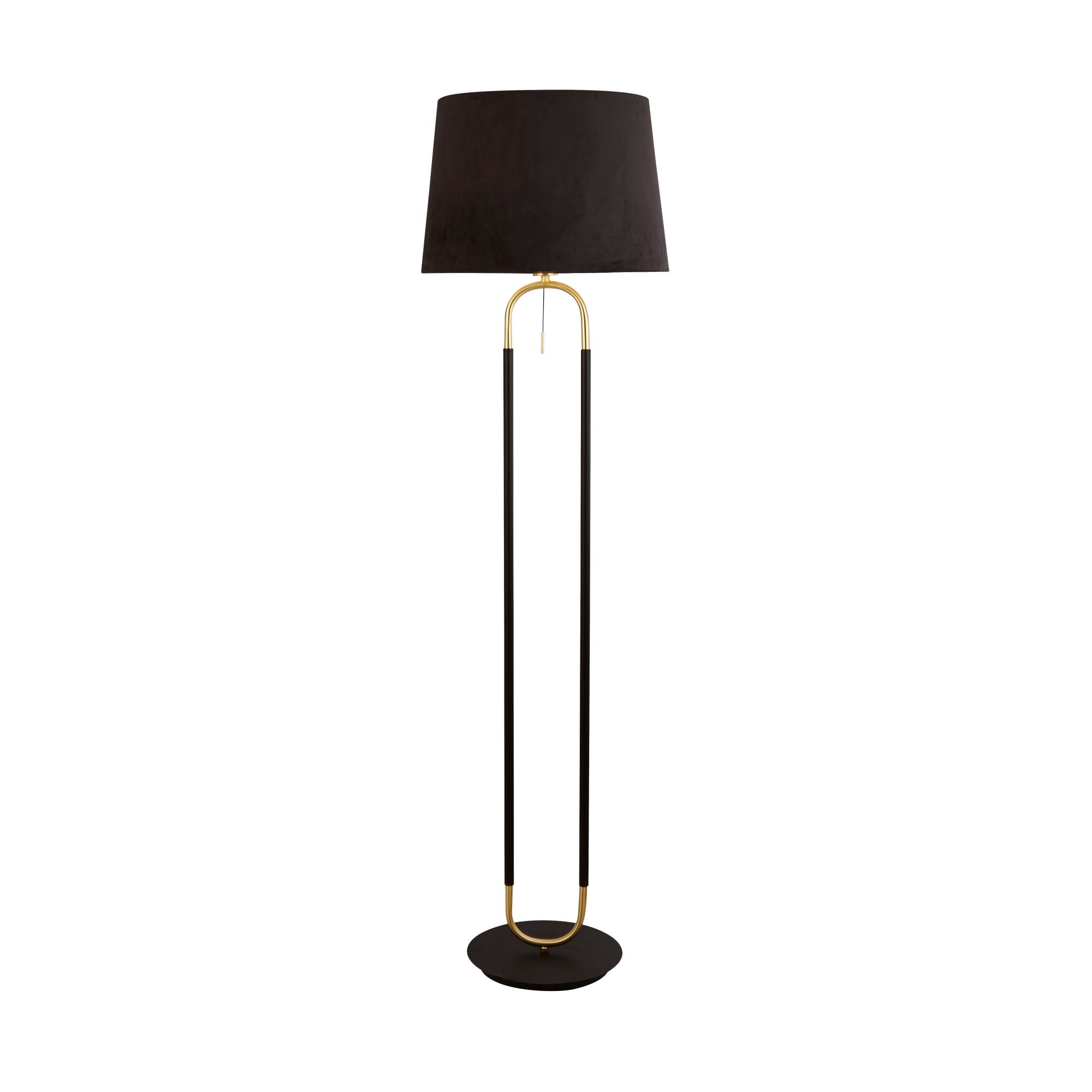 Searchlight Jackson Floor Lamp - Black, Satin Brass & Black Velvet