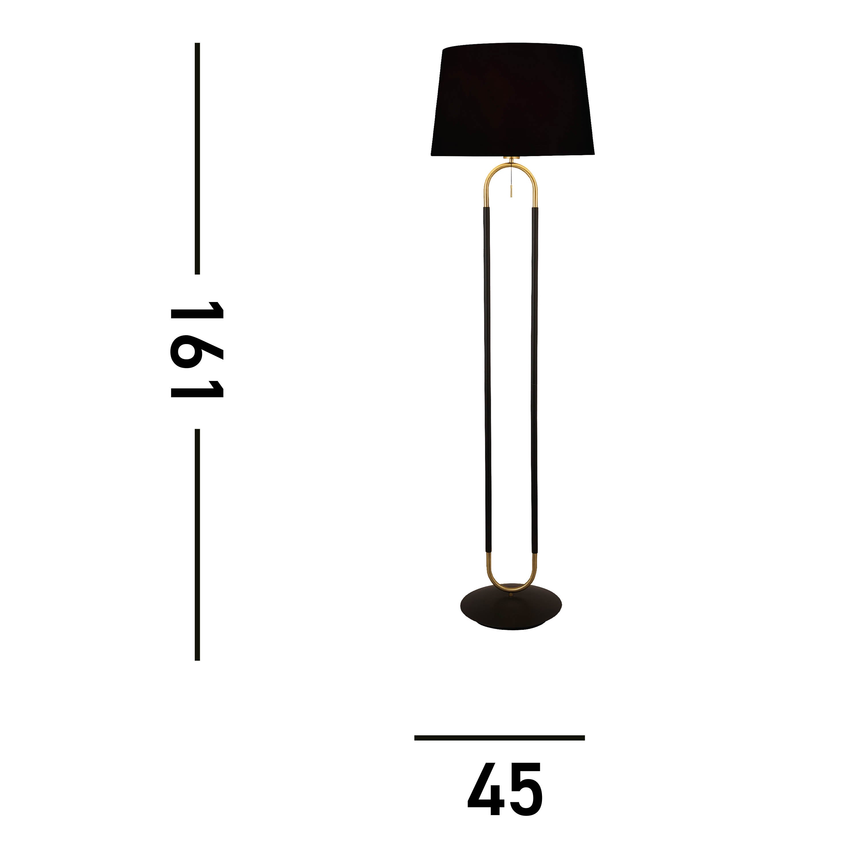 Searchlight Jackson Floor Lamp - Black, Satin Brass & Black Velvet