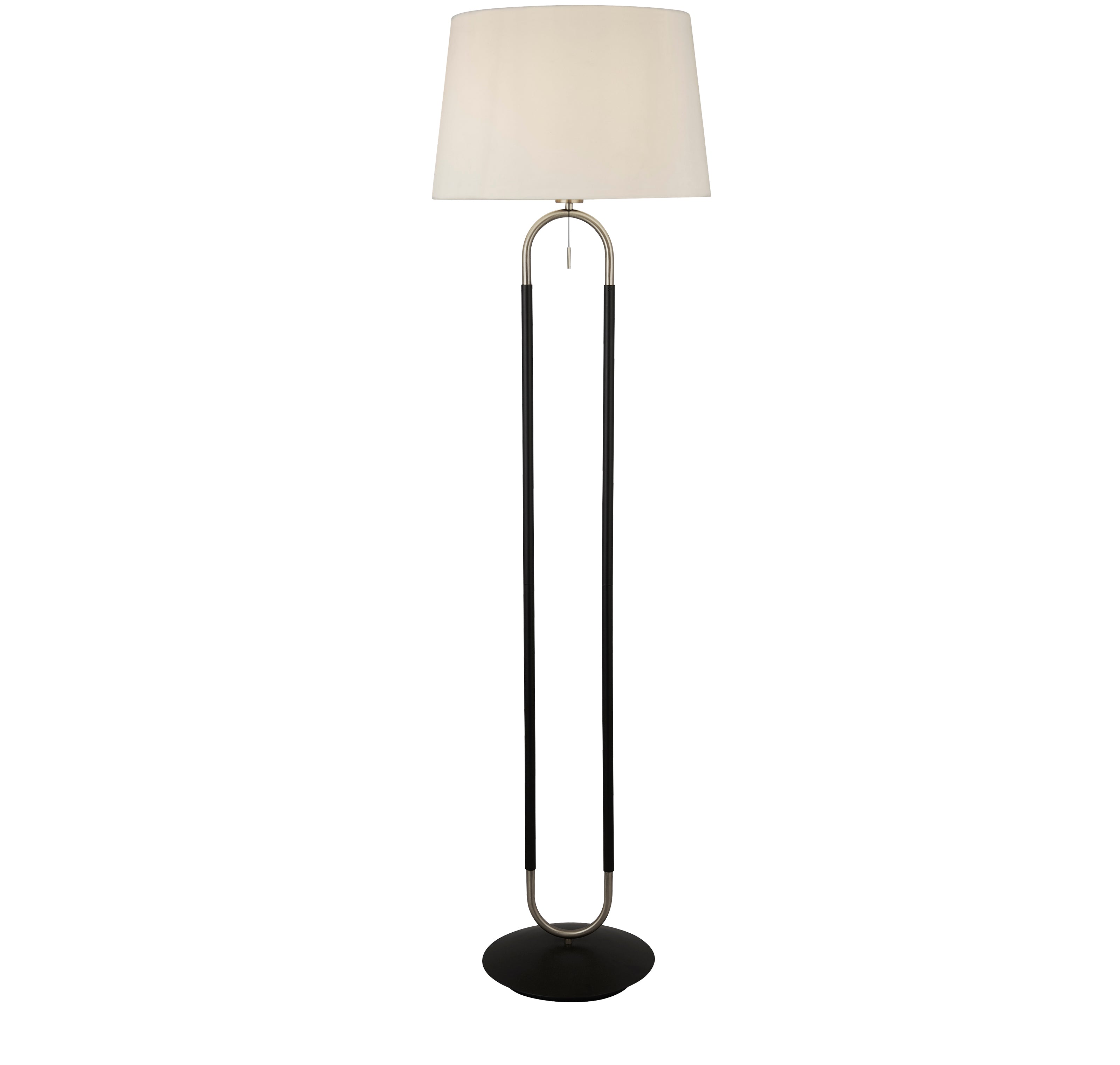 Searchlight Jackson Floor Lamp - Black, Satin Silver & White Velvet
