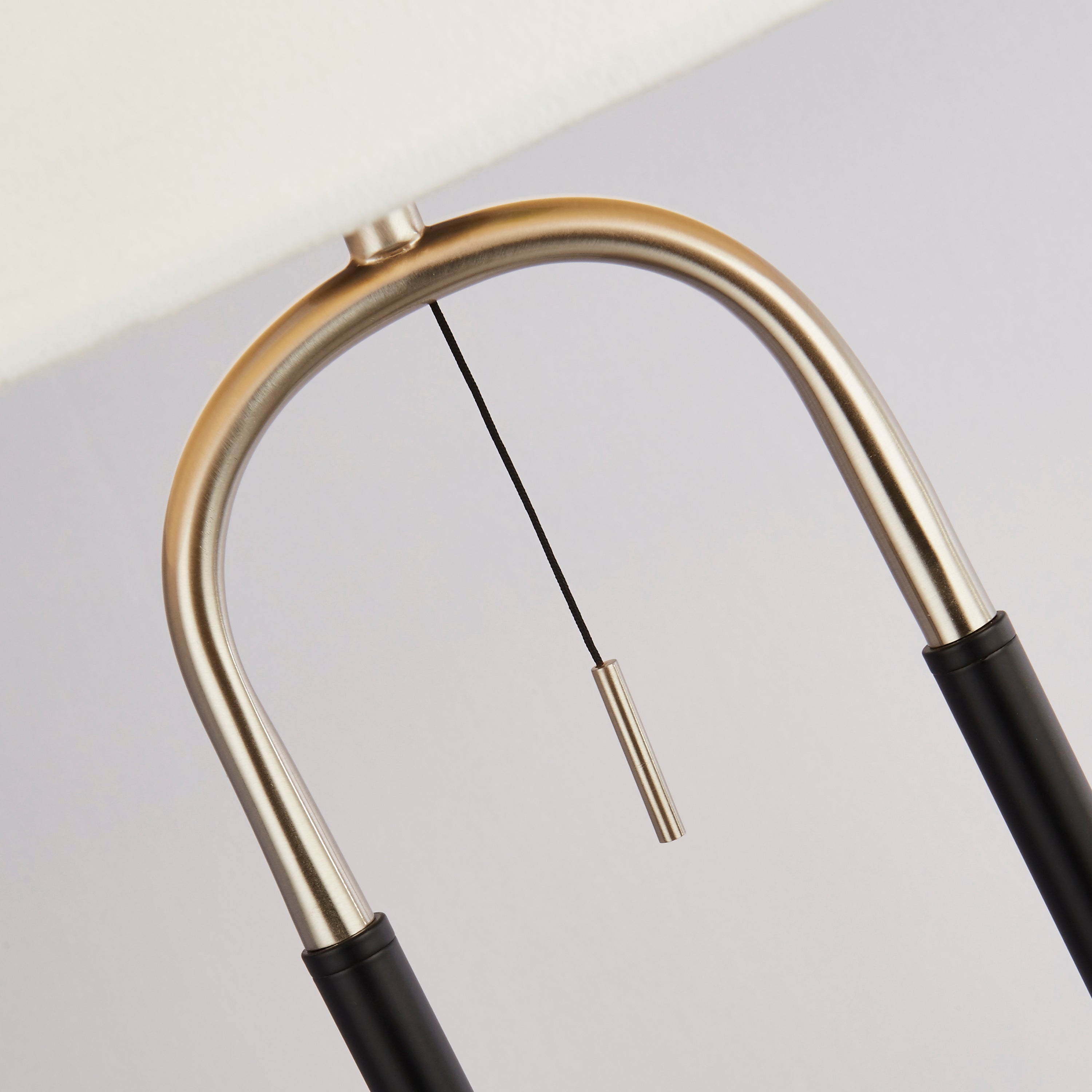 Searchlight Jackson Floor Lamp - Black, Satin Silver & White Velvet