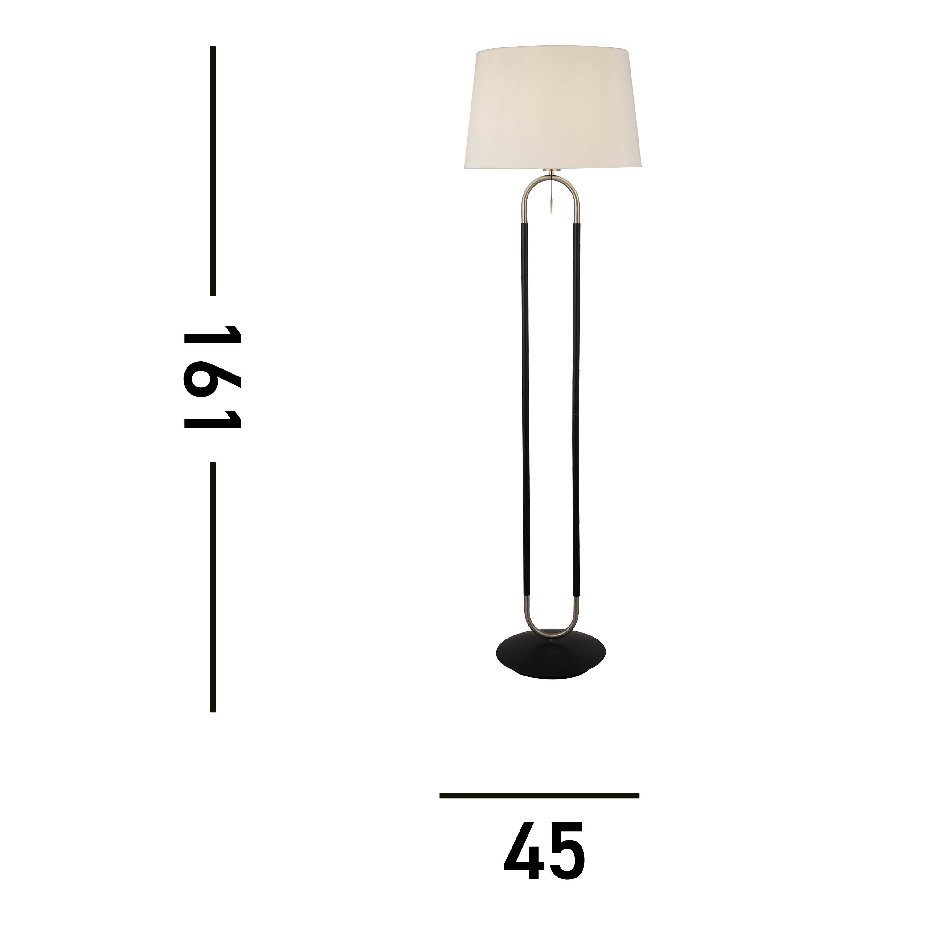 Searchlight Jackson Floor Lamp - Black, Satin Silver & White Velvet